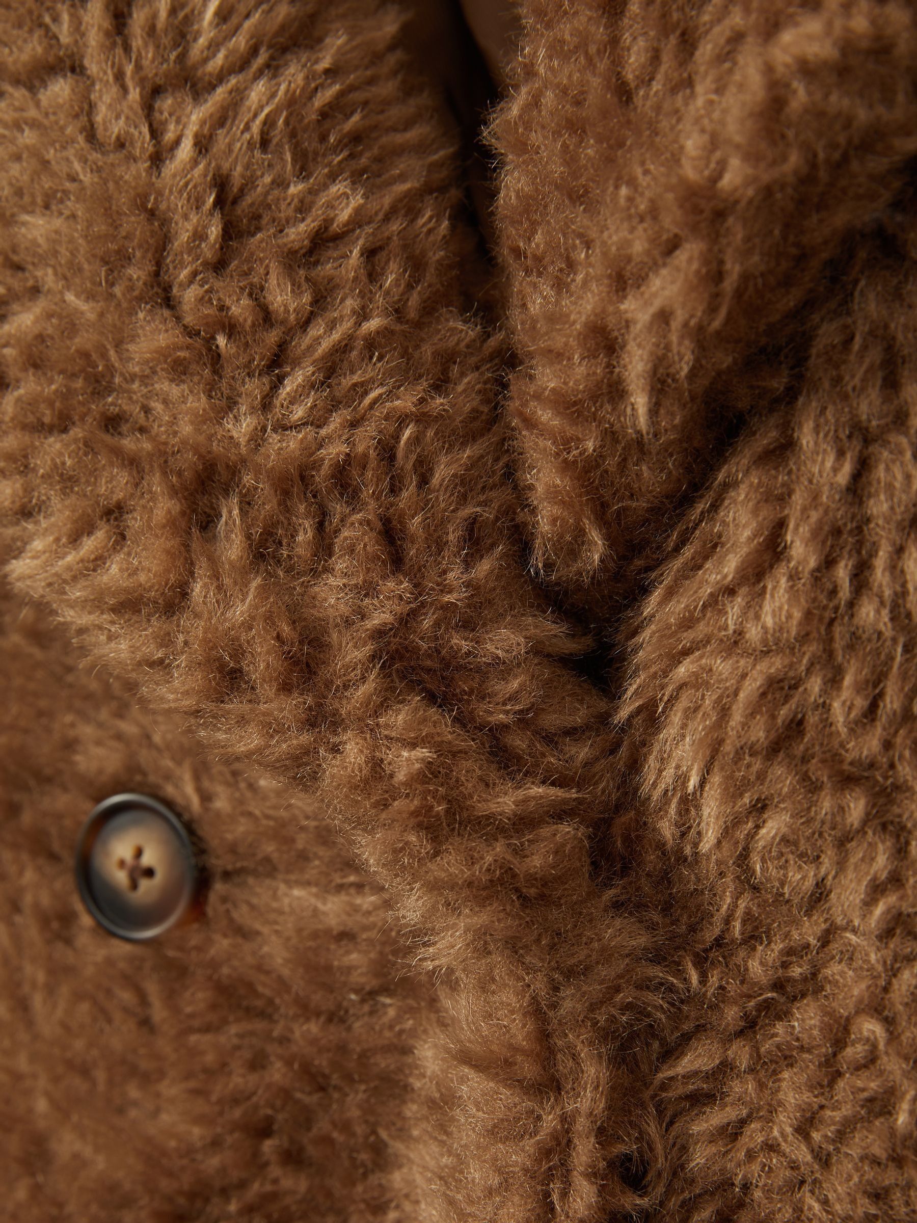 13-14 yrs Longline Teddy Coat with Wool in Brown - Image 4 of 4