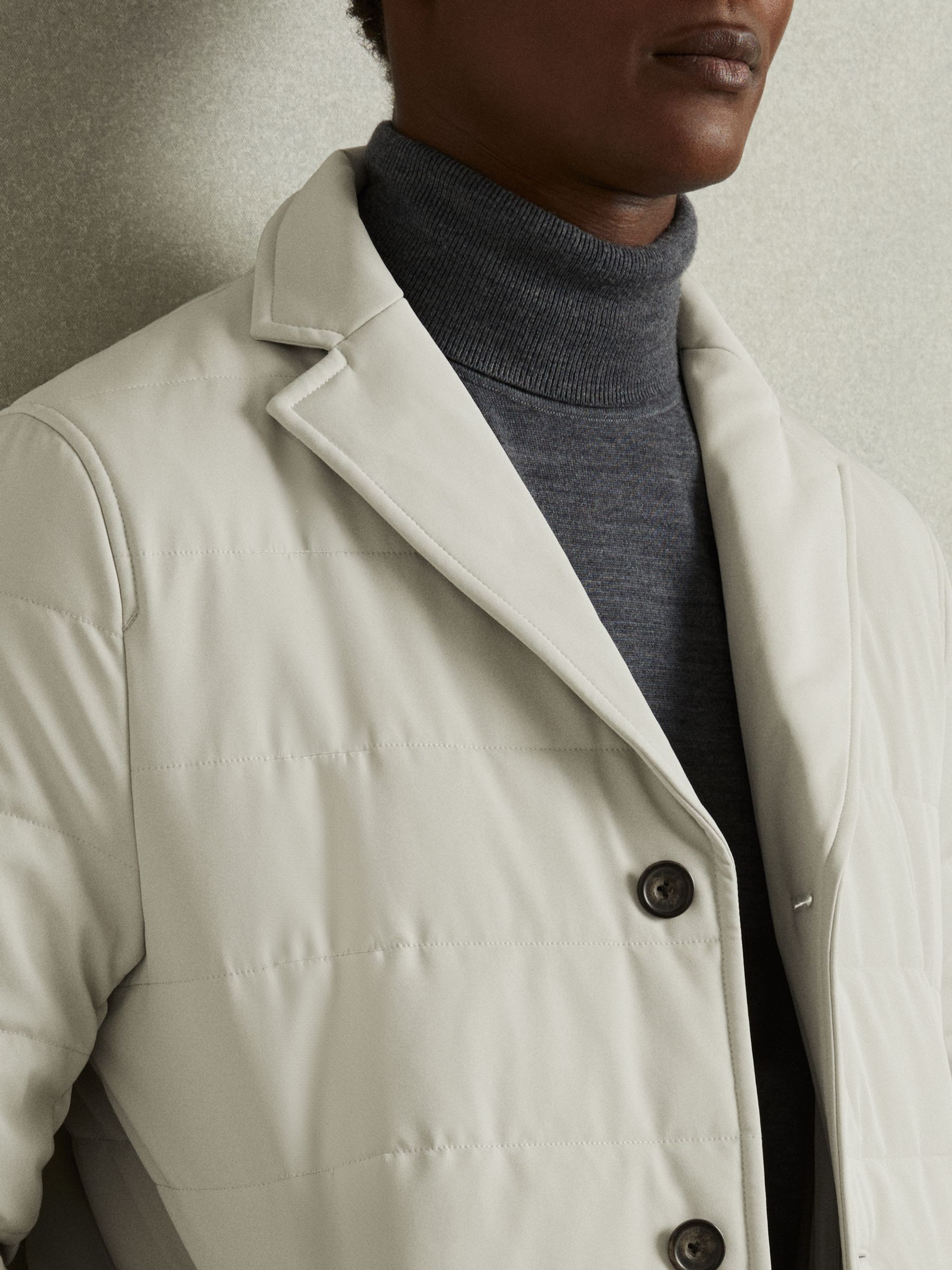 Longline Quilted-Shell Coat with Inner Gilet in Stone - Image 4 of 6