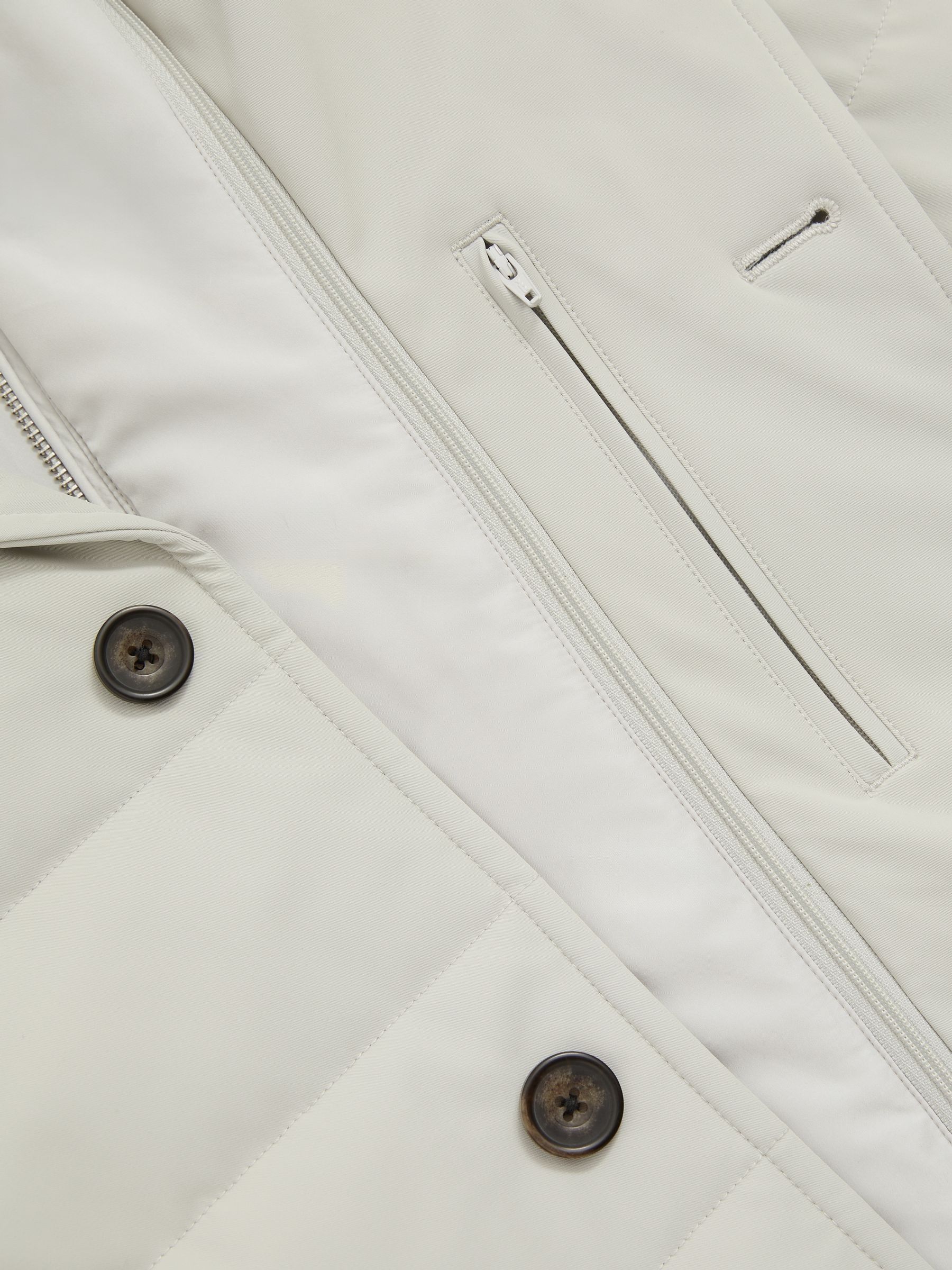 Longline Quilted-Shell Coat with Inner Gilet in Stone - Image 6 of 6