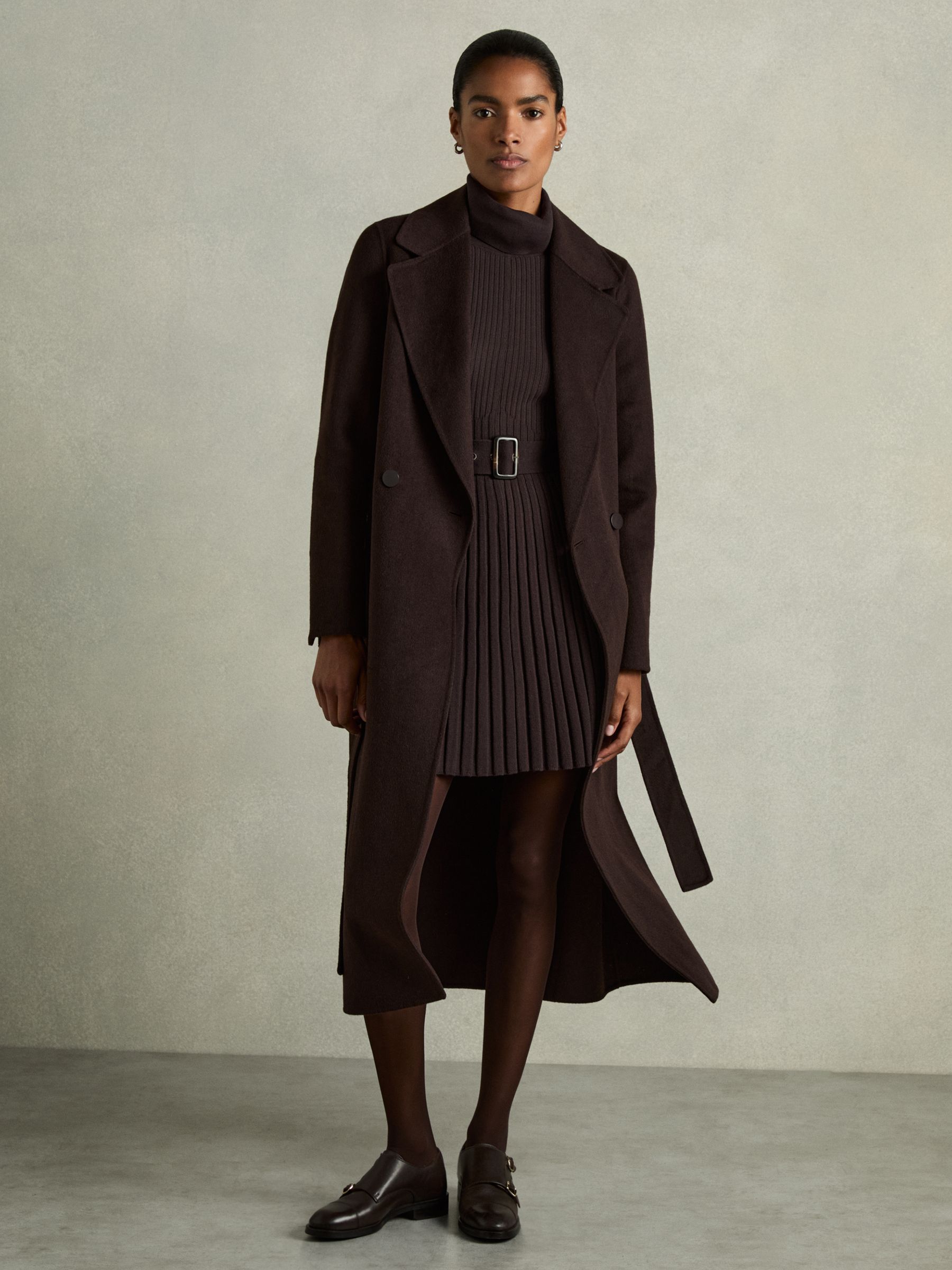 【海外限定】REISSワンピース☆Roll-neck ribbed knitted mini d Reiss Roll-Neck Ribbed Mini Dress in Khaki | REISS