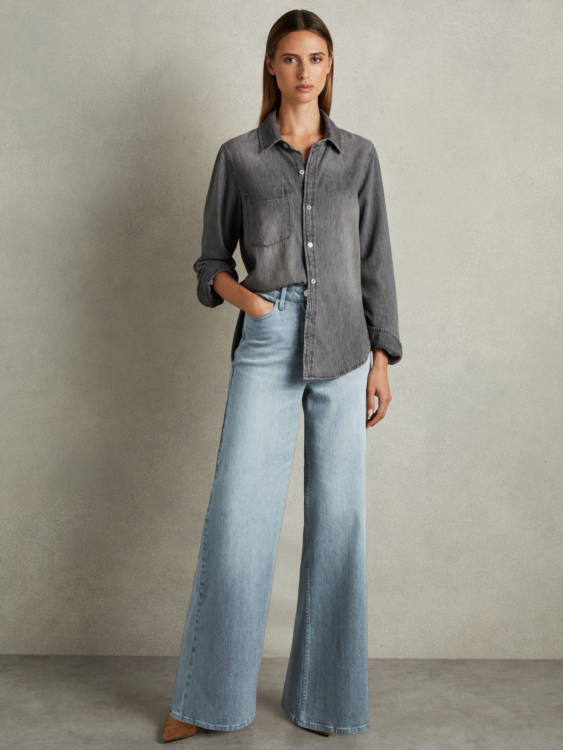 Relaxed Denim Shirt in Grey - Image 3 of 6