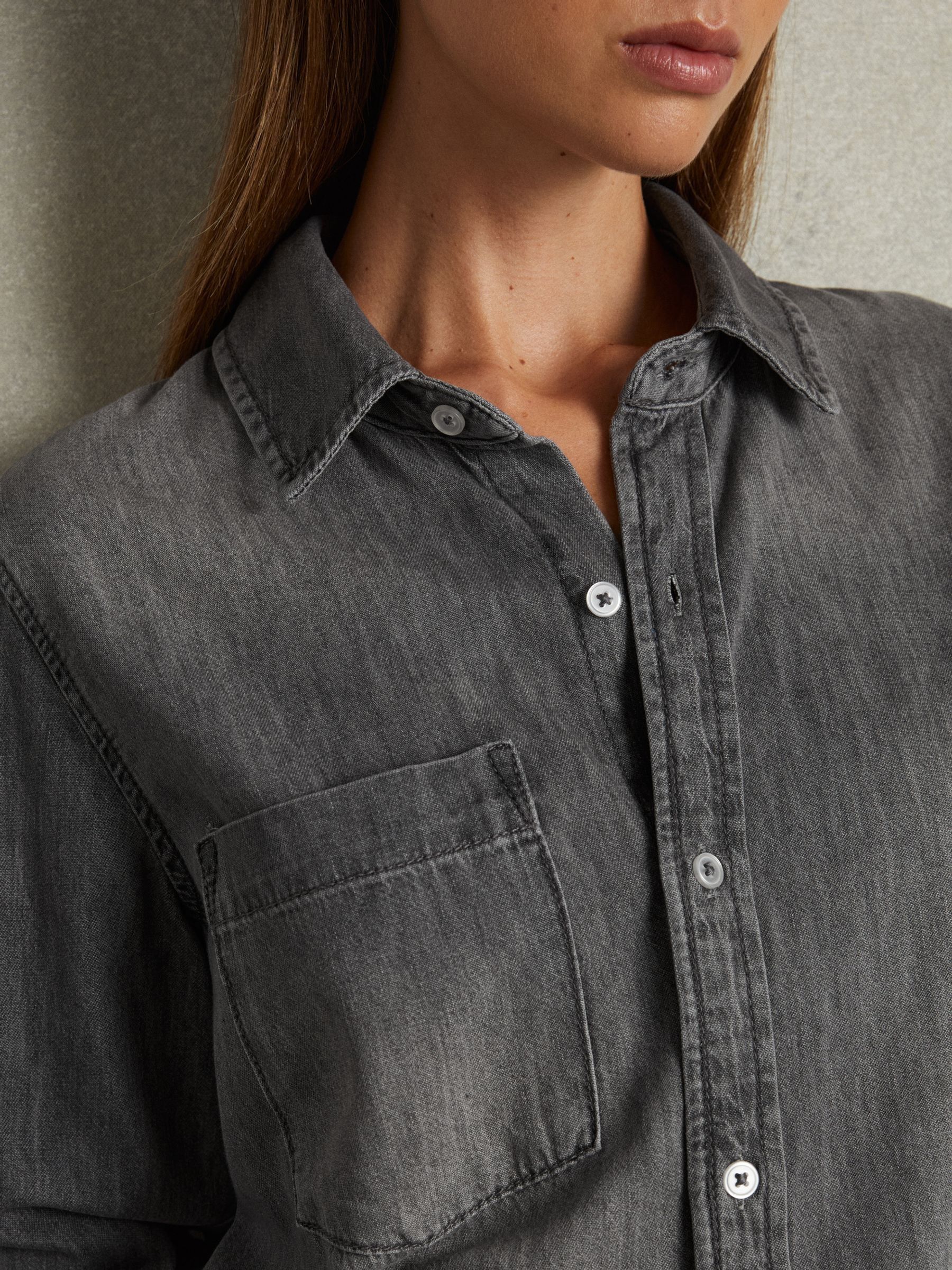 Relaxed Denim Shirt in Grey - Image 4 of 6