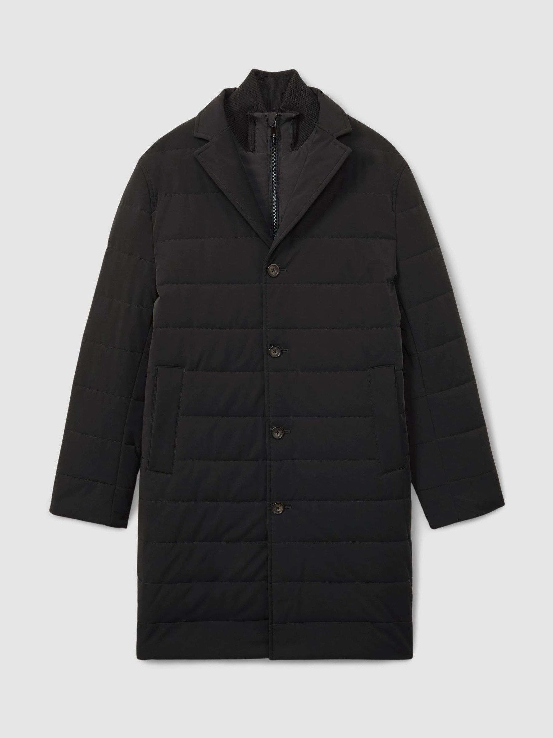 Longline Quilted-Shell Coat with Inner Gilet in Navy - Image 2 of 6