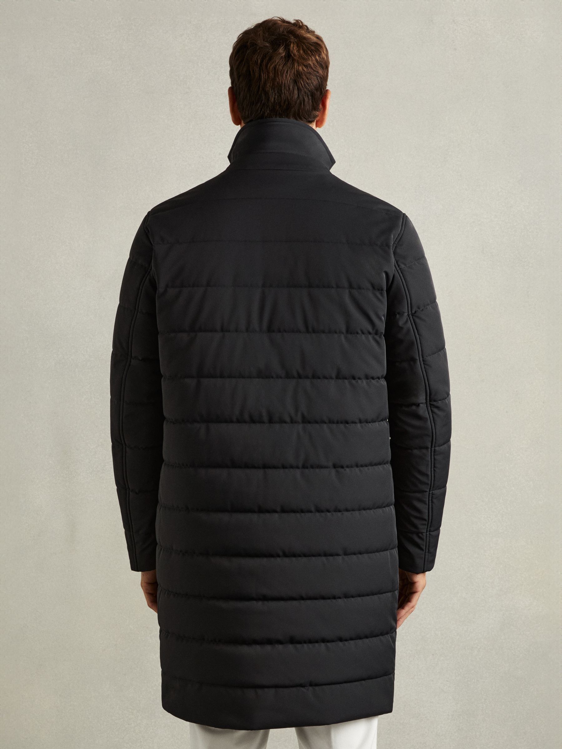 Longline Quilted-Shell Coat with Inner Gilet in Navy - Image 5 of 6