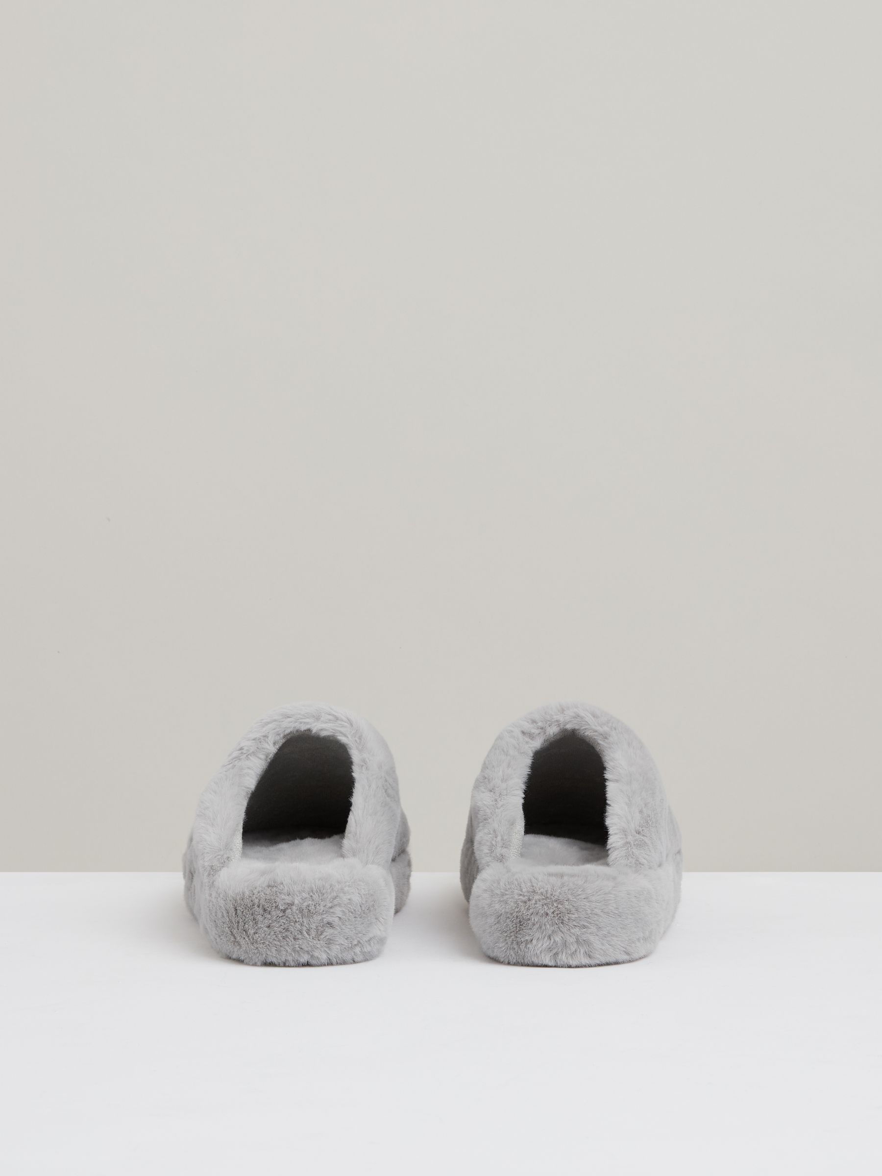 Faux Fur Slippers in Grey - Image 2 of 4