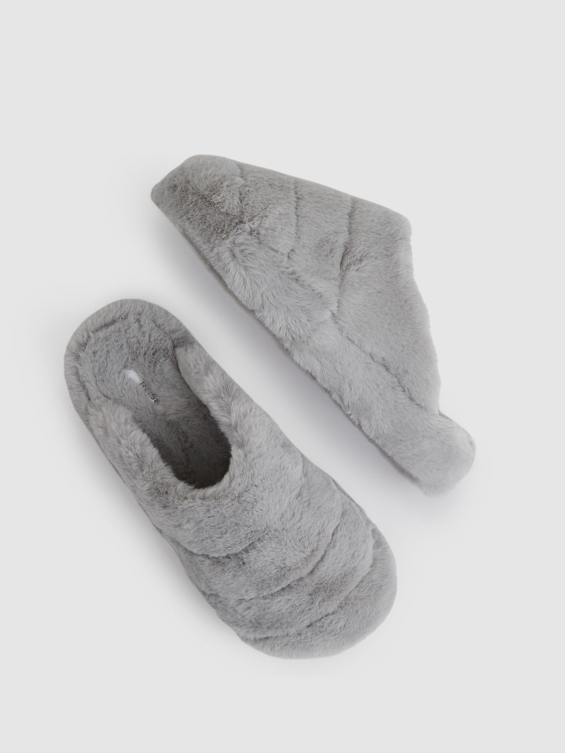 Faux Fur Slippers in Grey - Image 3 of 4