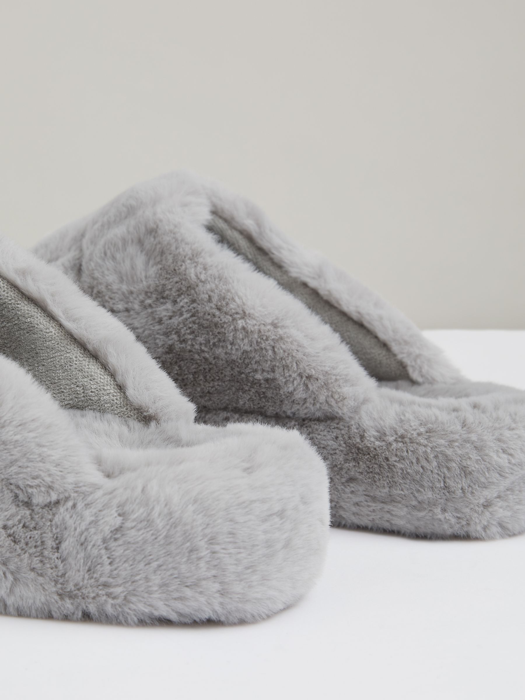 Faux Fur Slippers in Grey - Image 4 of 4