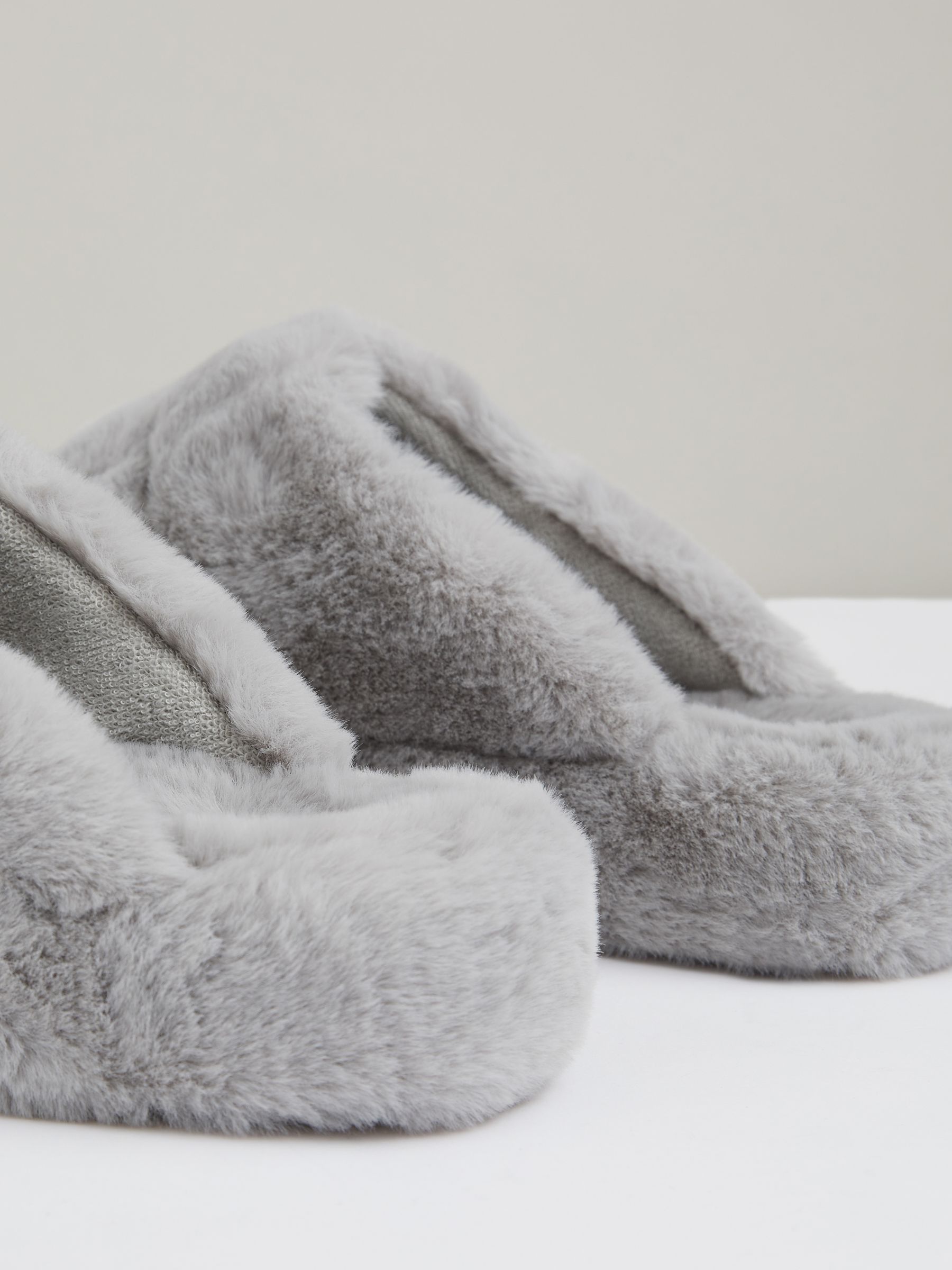 Faux Fur Slippers in Grey - Image 5 of 5