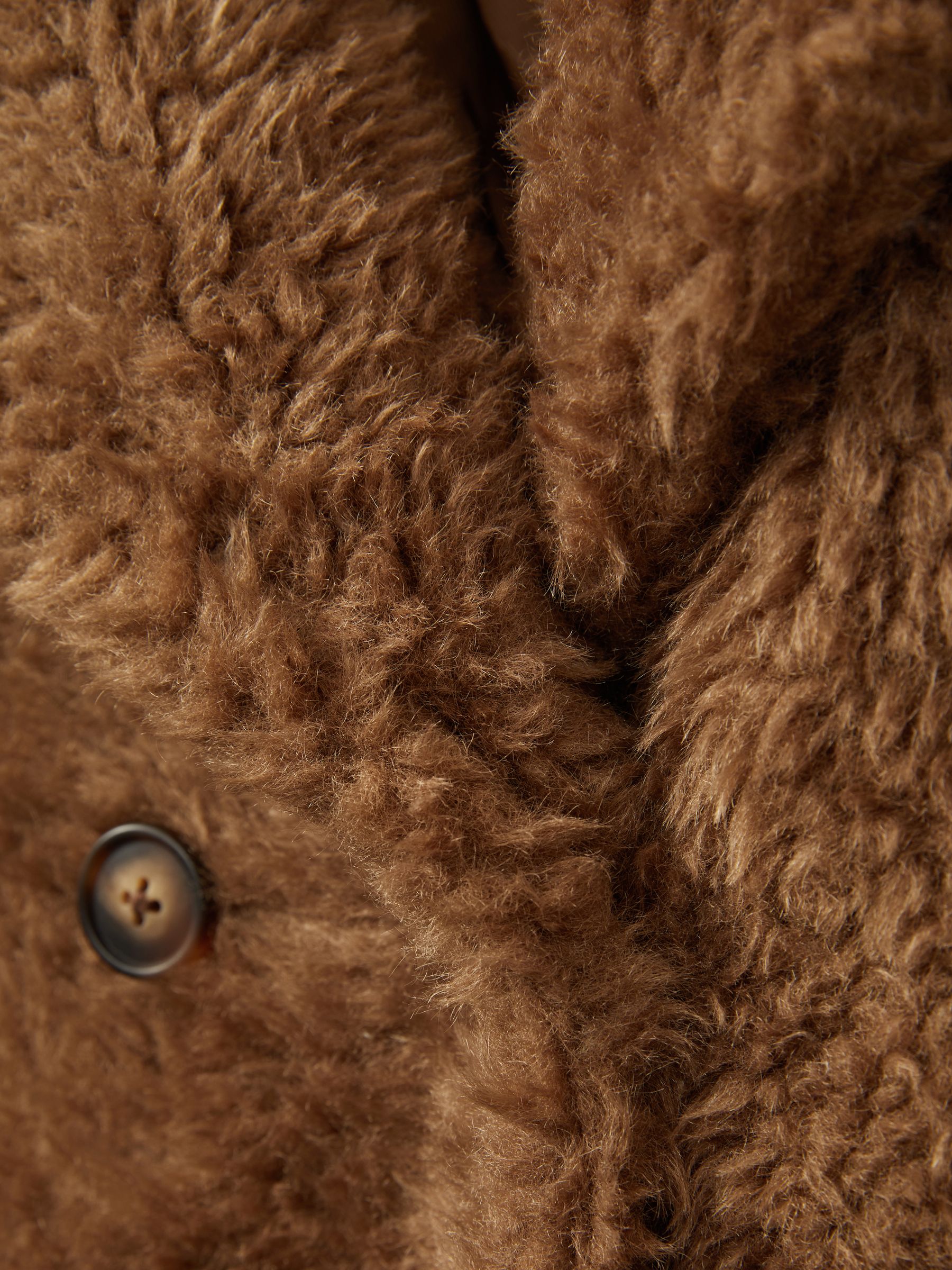 9-13 yrs Longline Teddy Coat with Wool in Brown - Image 4 of 4