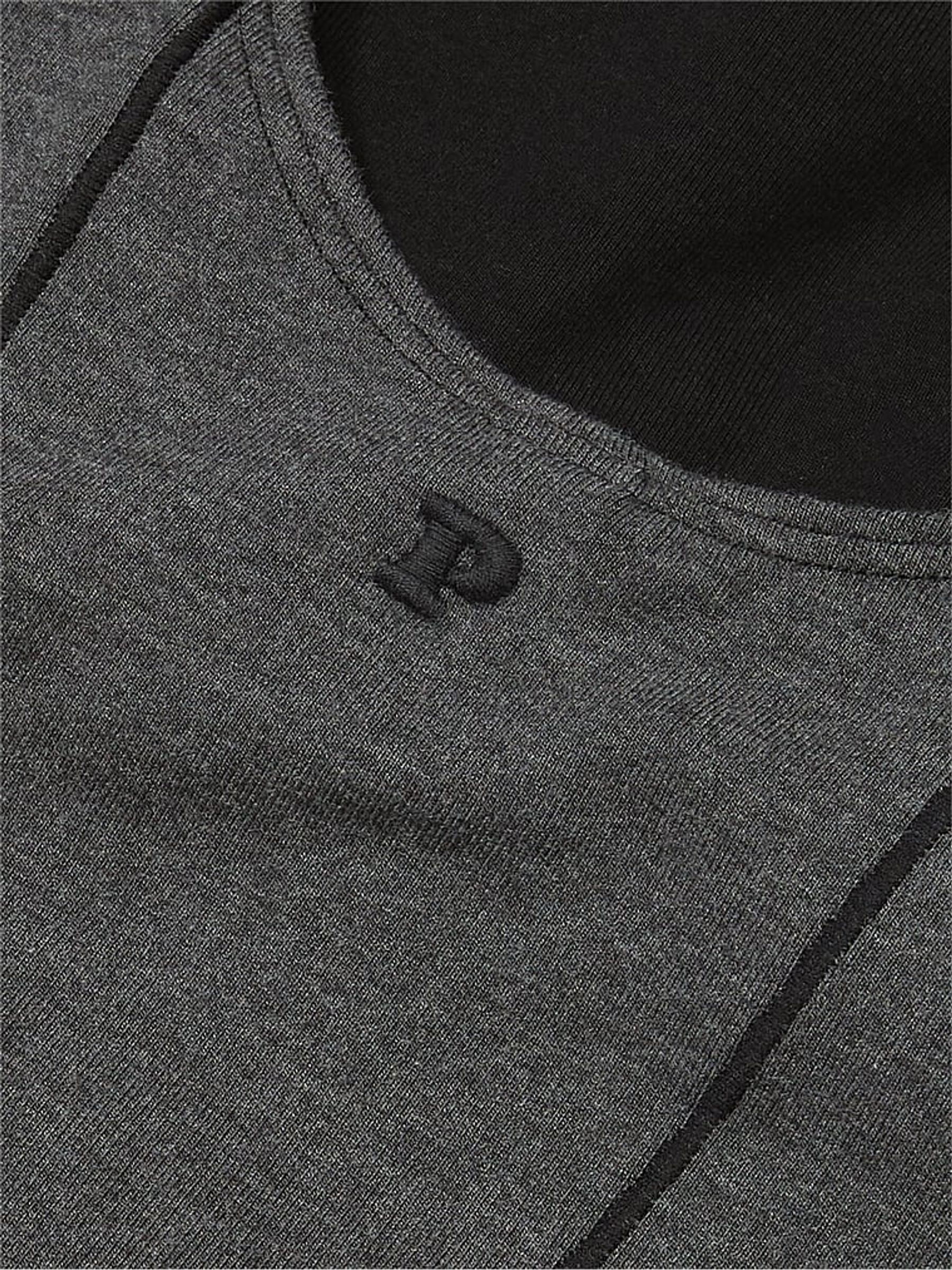 Charcoal Heather Grey Cotton Scoop Sports Bra Top - Image 4 of 4