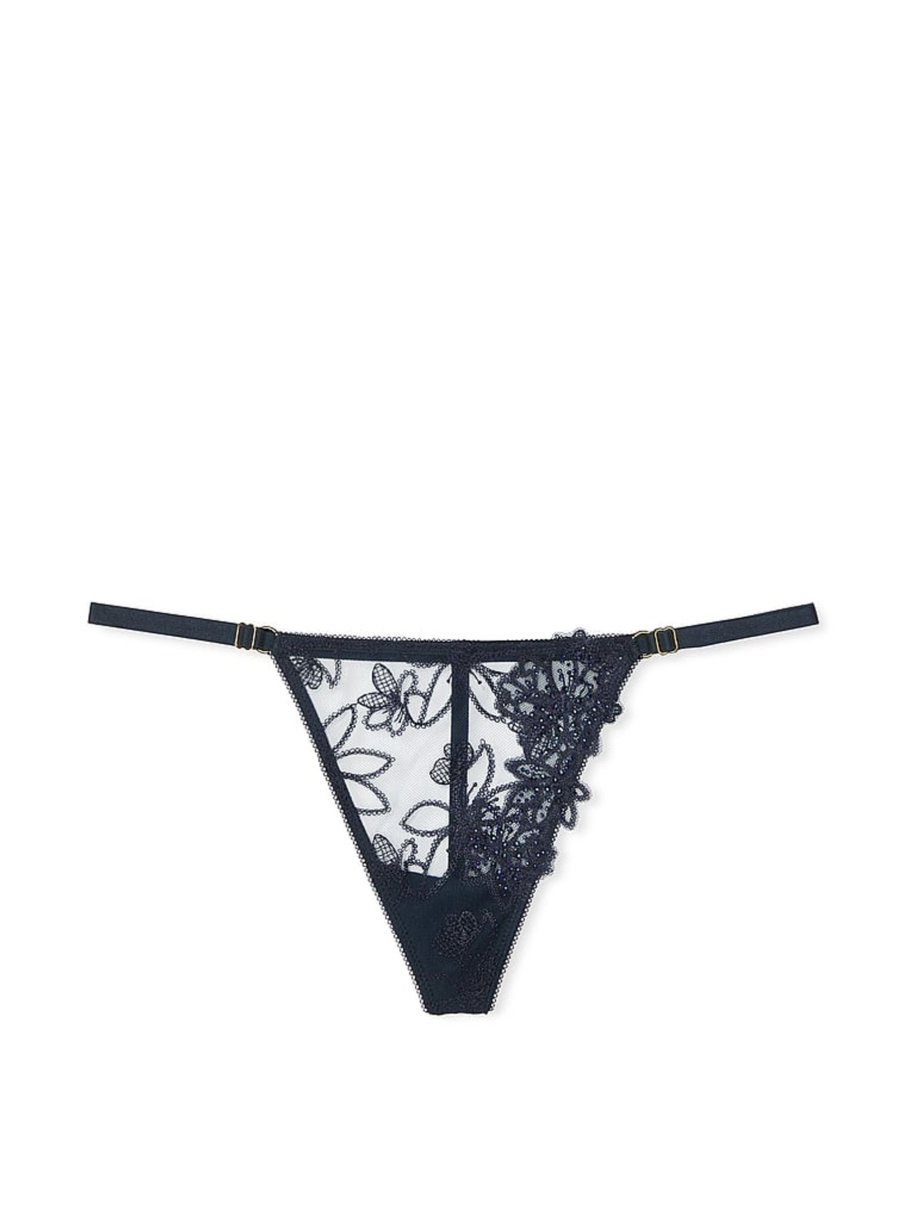 Dark Twilight Blue Ziggy Embelished G-String Thong Knickers - Image 3 of 3