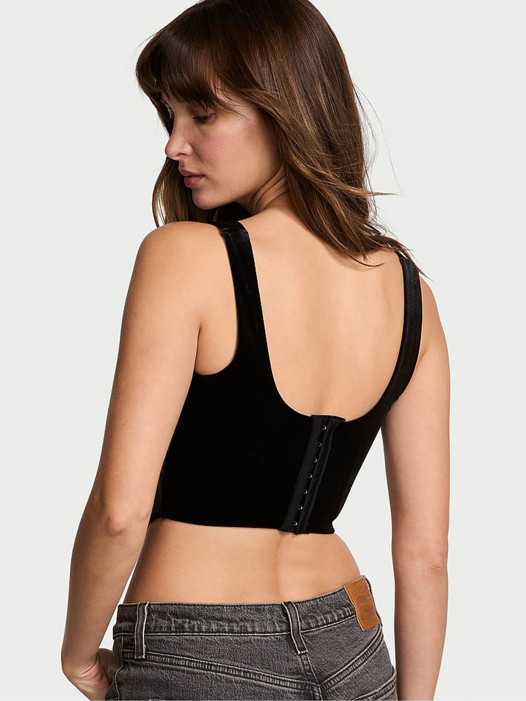 Black Velvet Star Shine Corset Bra Top - Image 2 of 4