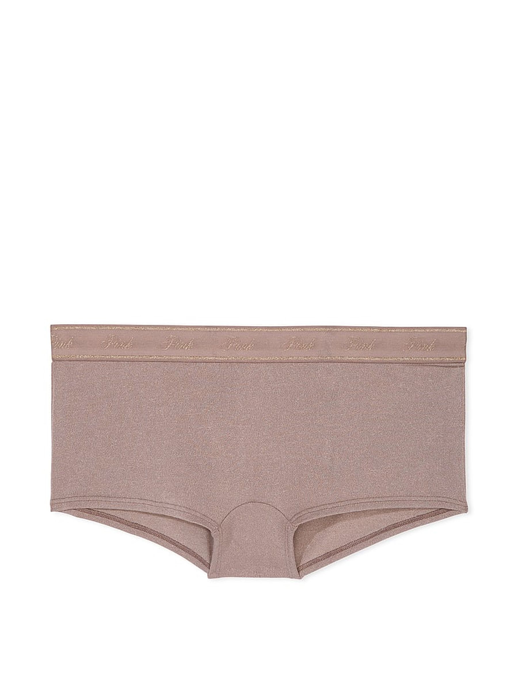 Iced Coffee Brown Short Cotton Logo Shimmer Knickers - Image 3 of 3
