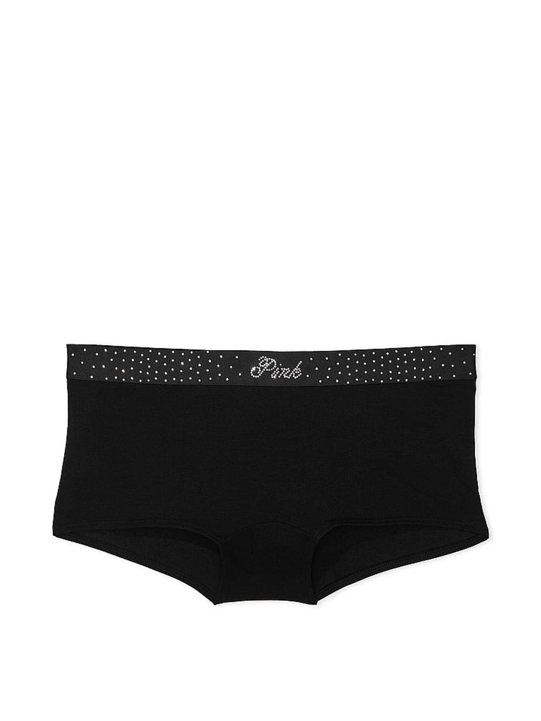 Black Diamante Short Cotton Logo Knickers - Image 3 of 3
