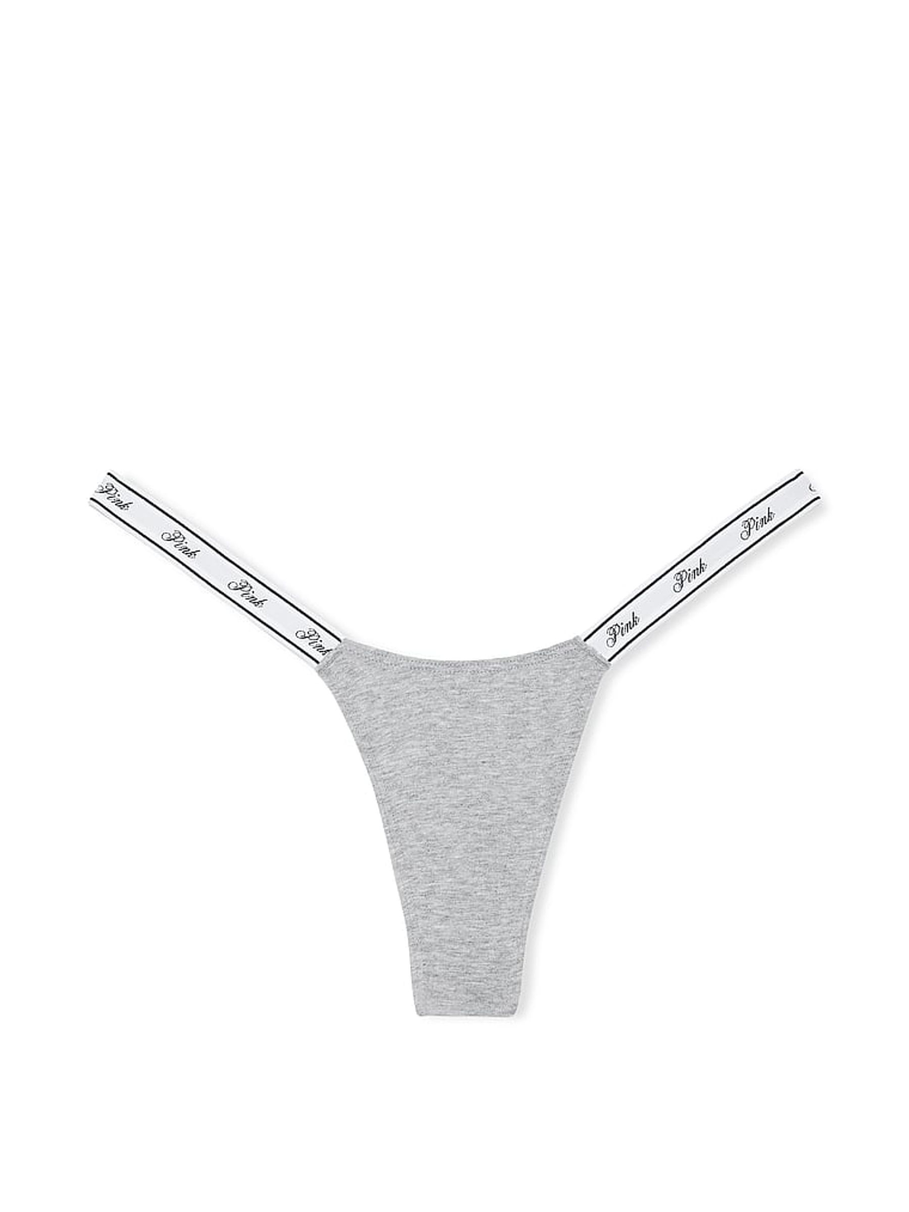 Medium Heather Grey Cotton Logo Mini Scoop Thong - Image 3 of 3