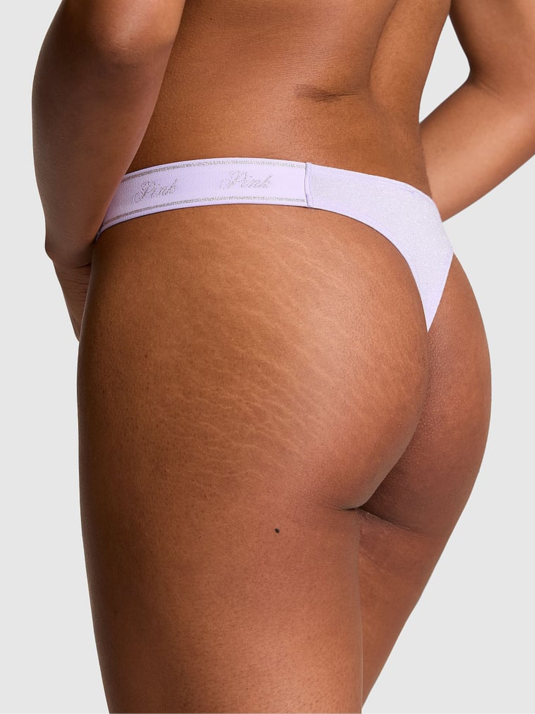 Purple Cloud Thong Cotton Logo Shimmer Knickers - Image 2 of 4
