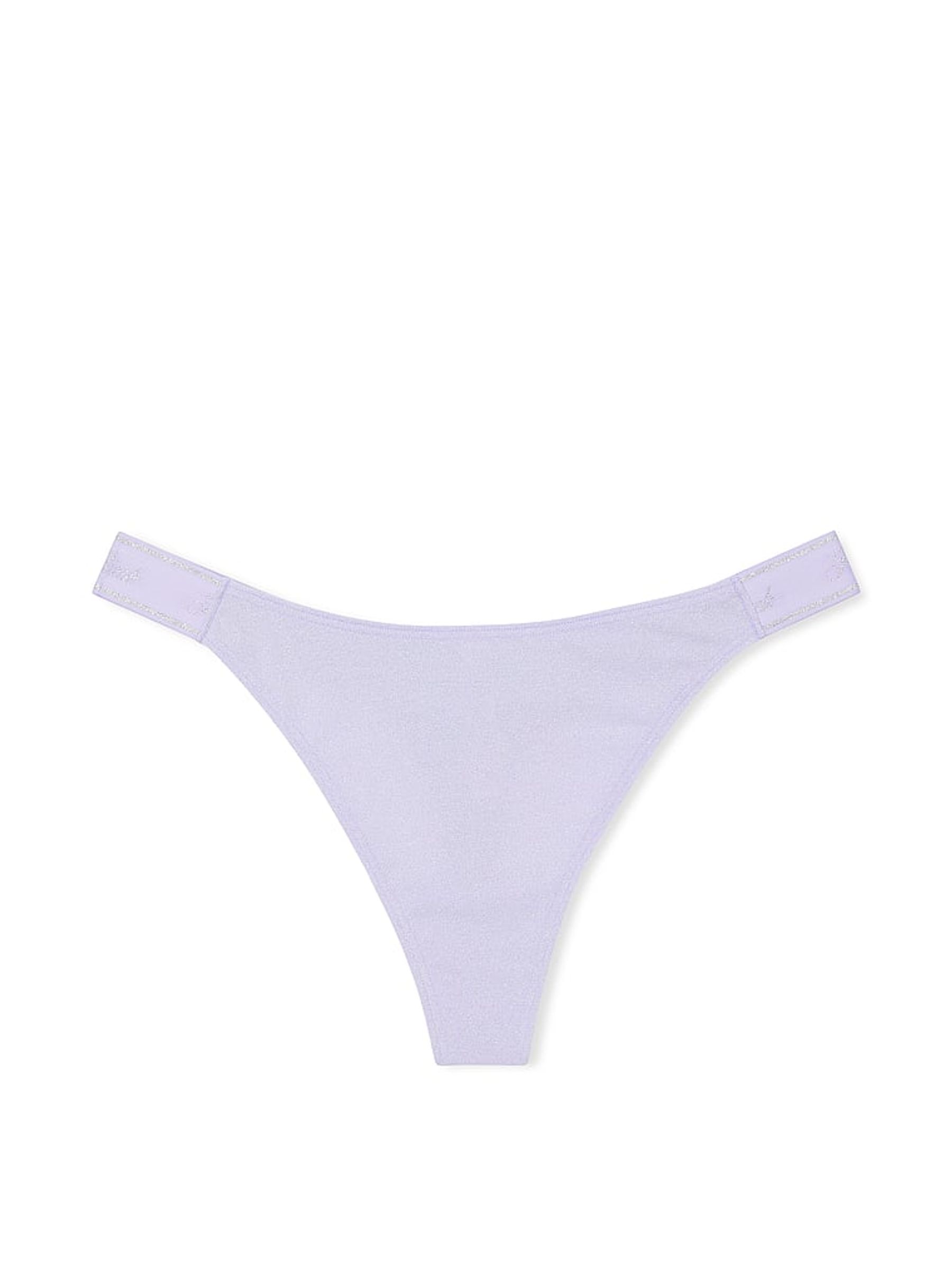 Purple Cloud Thong Cotton Logo Shimmer Knickers - Image 3 of 4