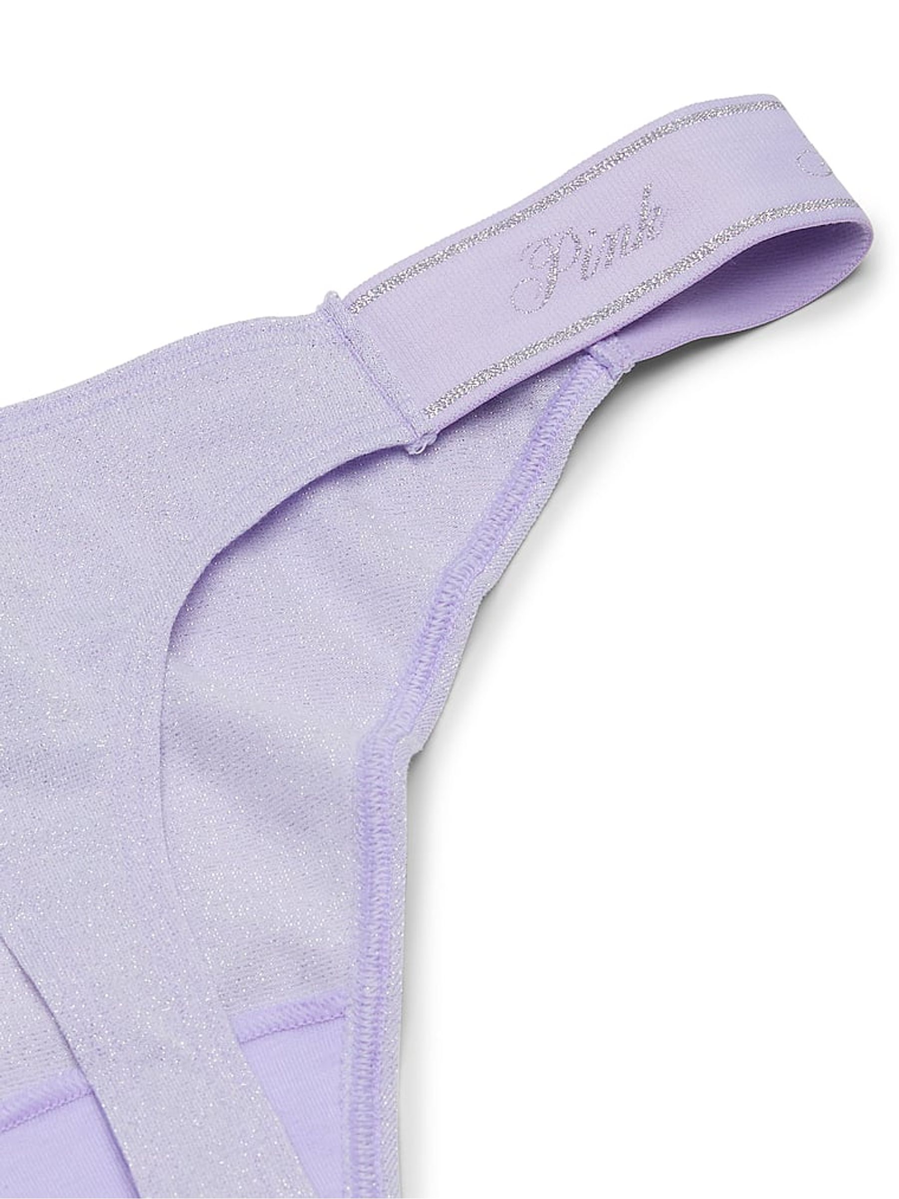 Purple Cloud Thong Cotton Logo Shimmer Knickers - Image 4 of 4