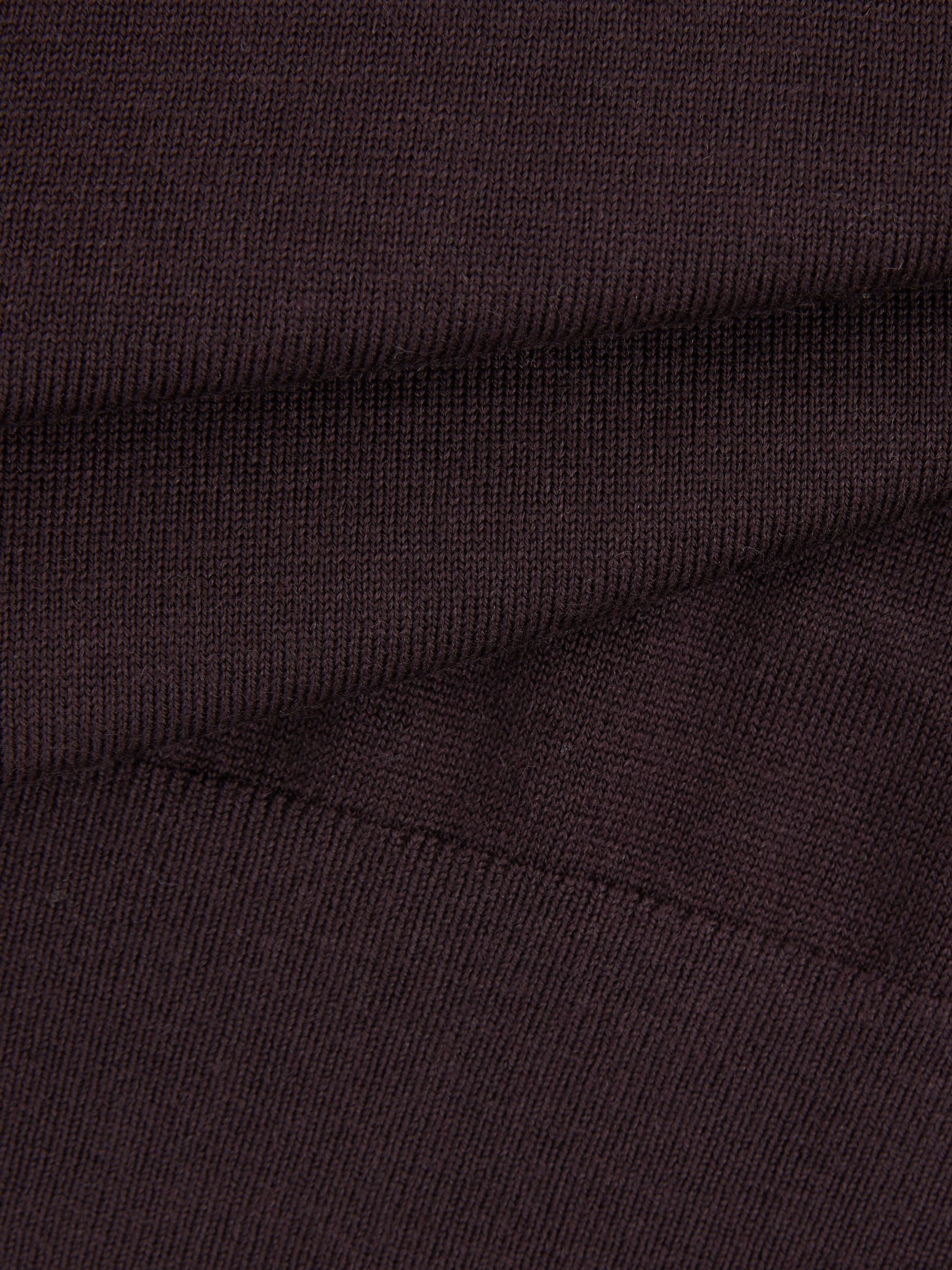 Slim Fit Merino Wool Roll Neck Jumper in Dark Bordeaux - Image 6 of 6