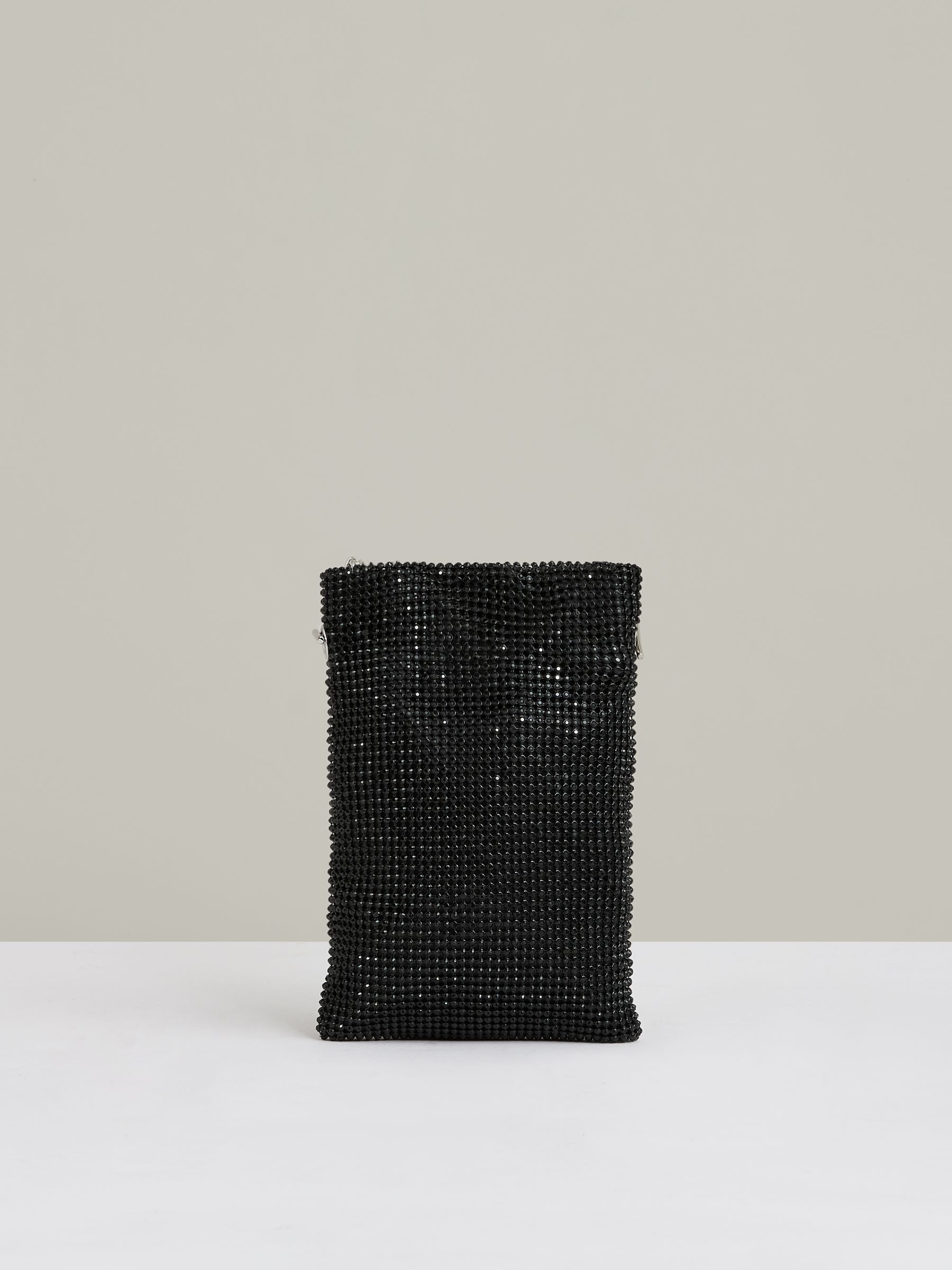 Crystal Mesh Shoulder Pouch in Black - Image 3 of 4