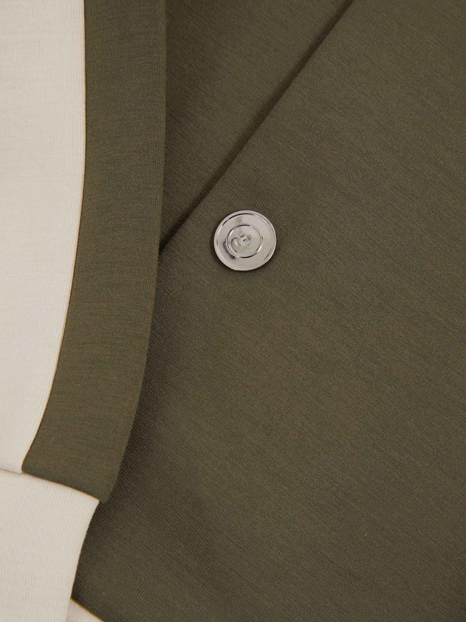 Colourblock Jersey Varsity Jacket in Sage Green/Off White - Image 5 of 5