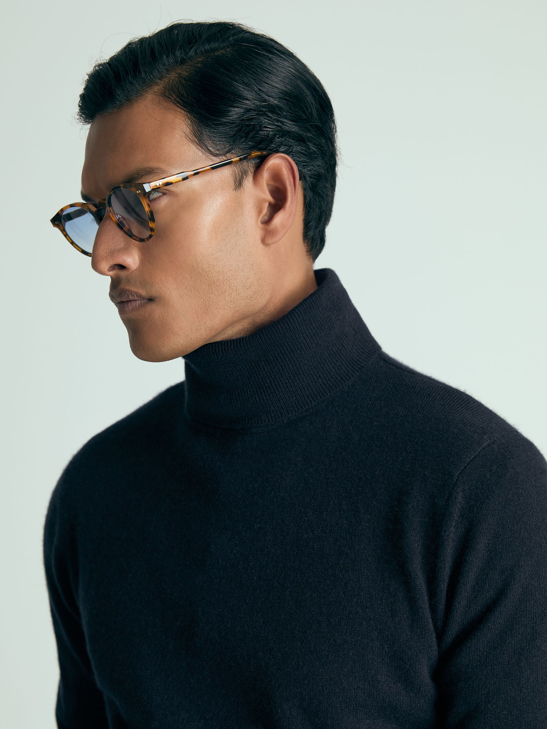 Atelier Cashmere Roll-Neck Jumper in Navy - Image 3 of 5