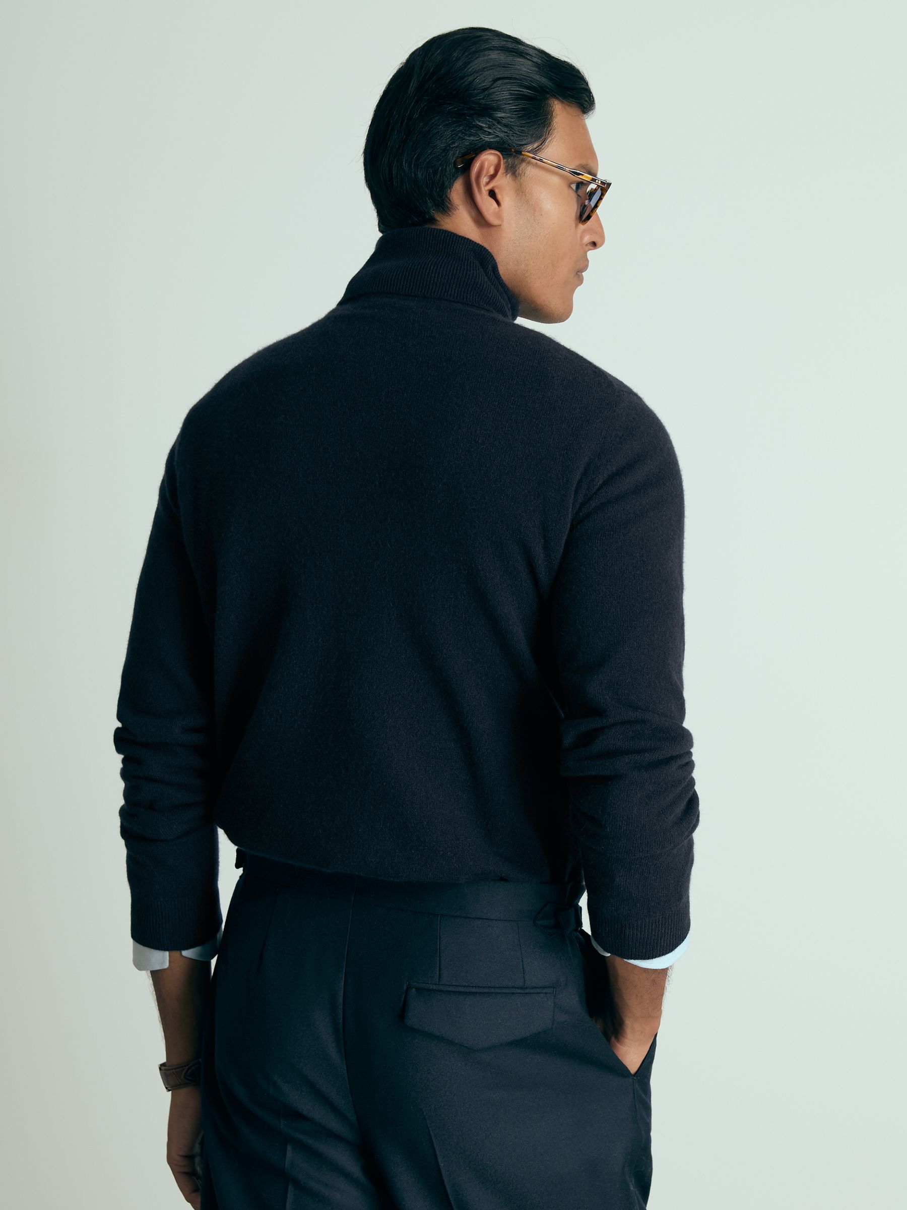 Atelier Cashmere Roll-Neck Jumper in Navy - Image 4 of 5