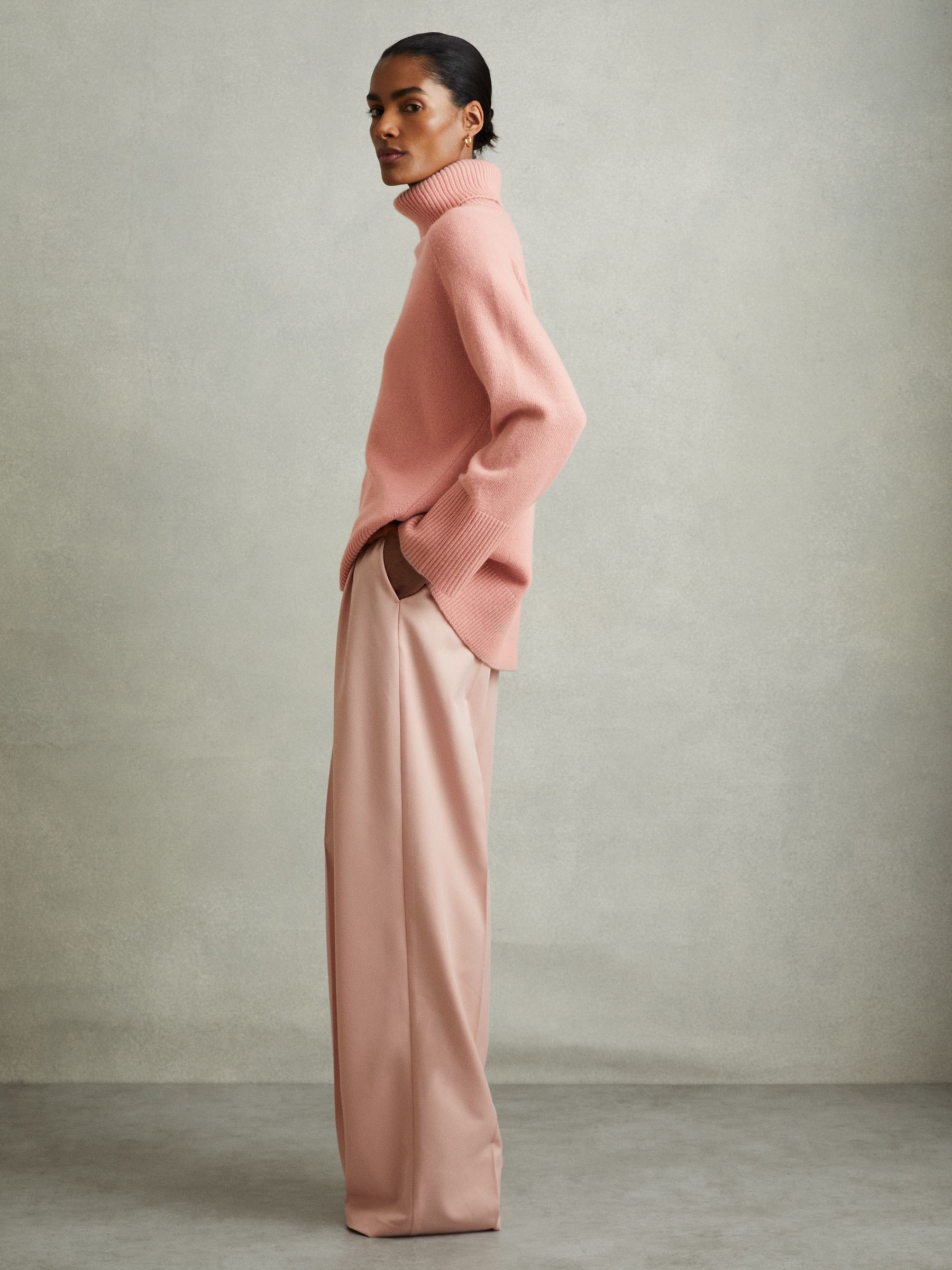 Wool-Cashmere Roll-Neck Jumper in Soft Pink - Image 3 of 6