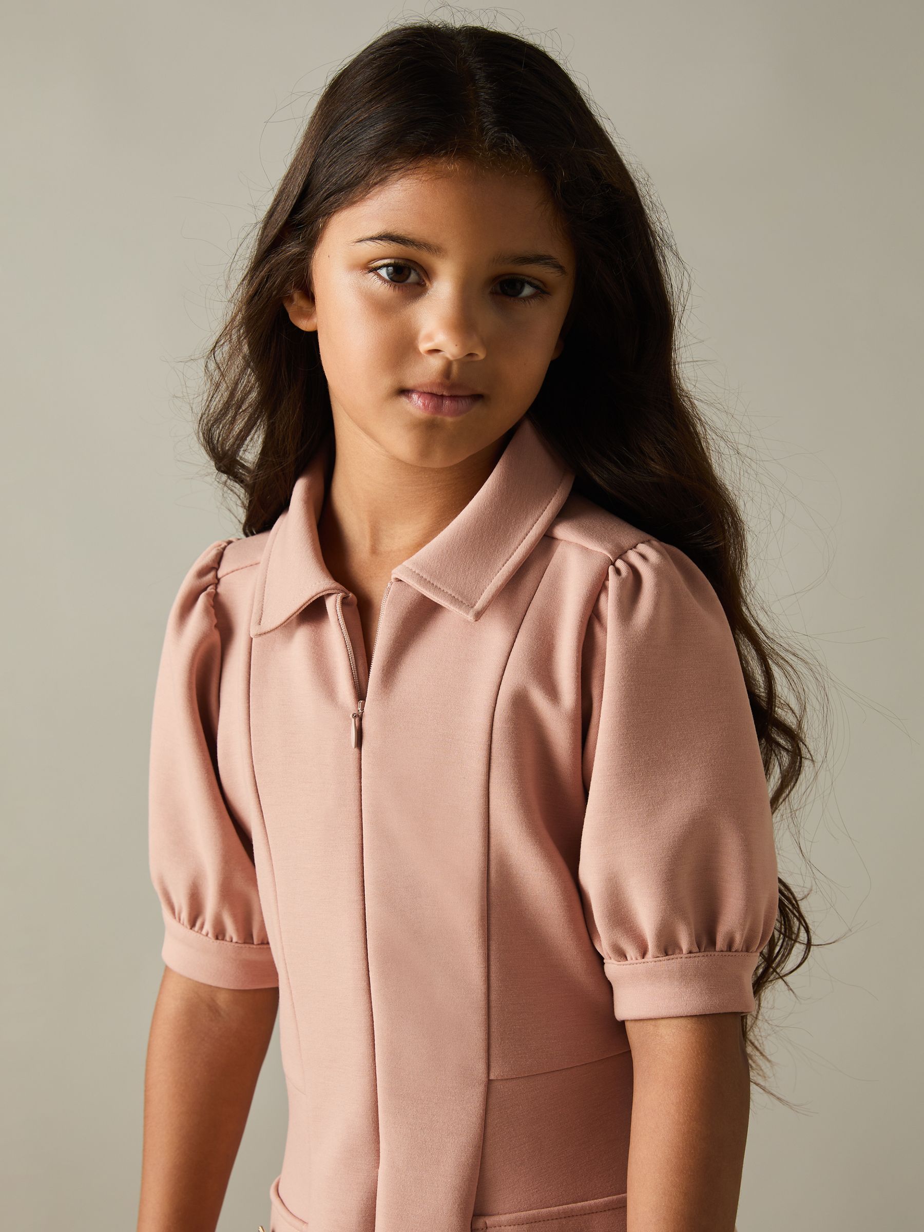 13-14 yrs Jersey Puff Sleeve Dress in Pink - Image 3 of 4