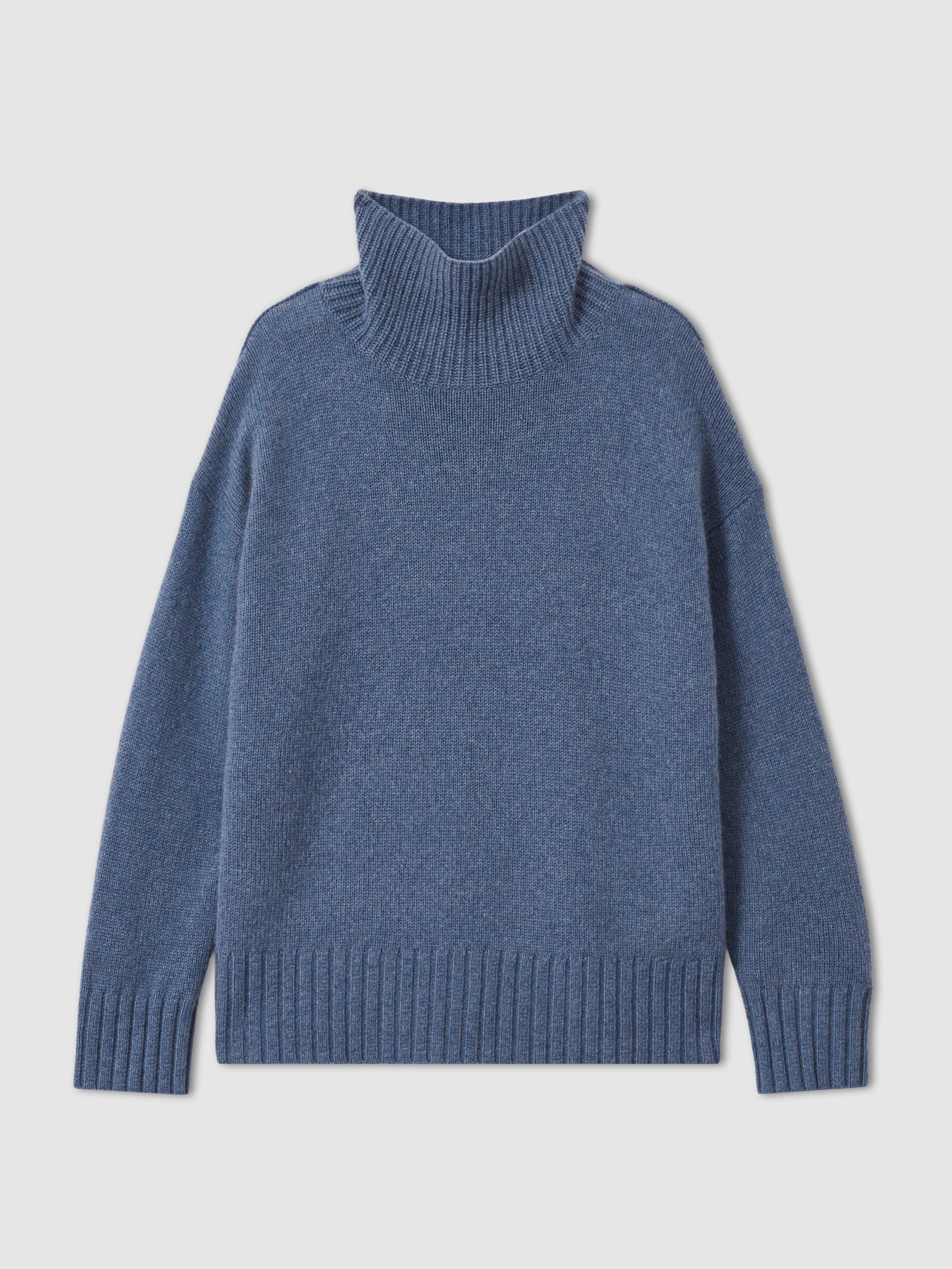 100% Cashmere Roll Neck Jumper in Blue - Image 2 of 6