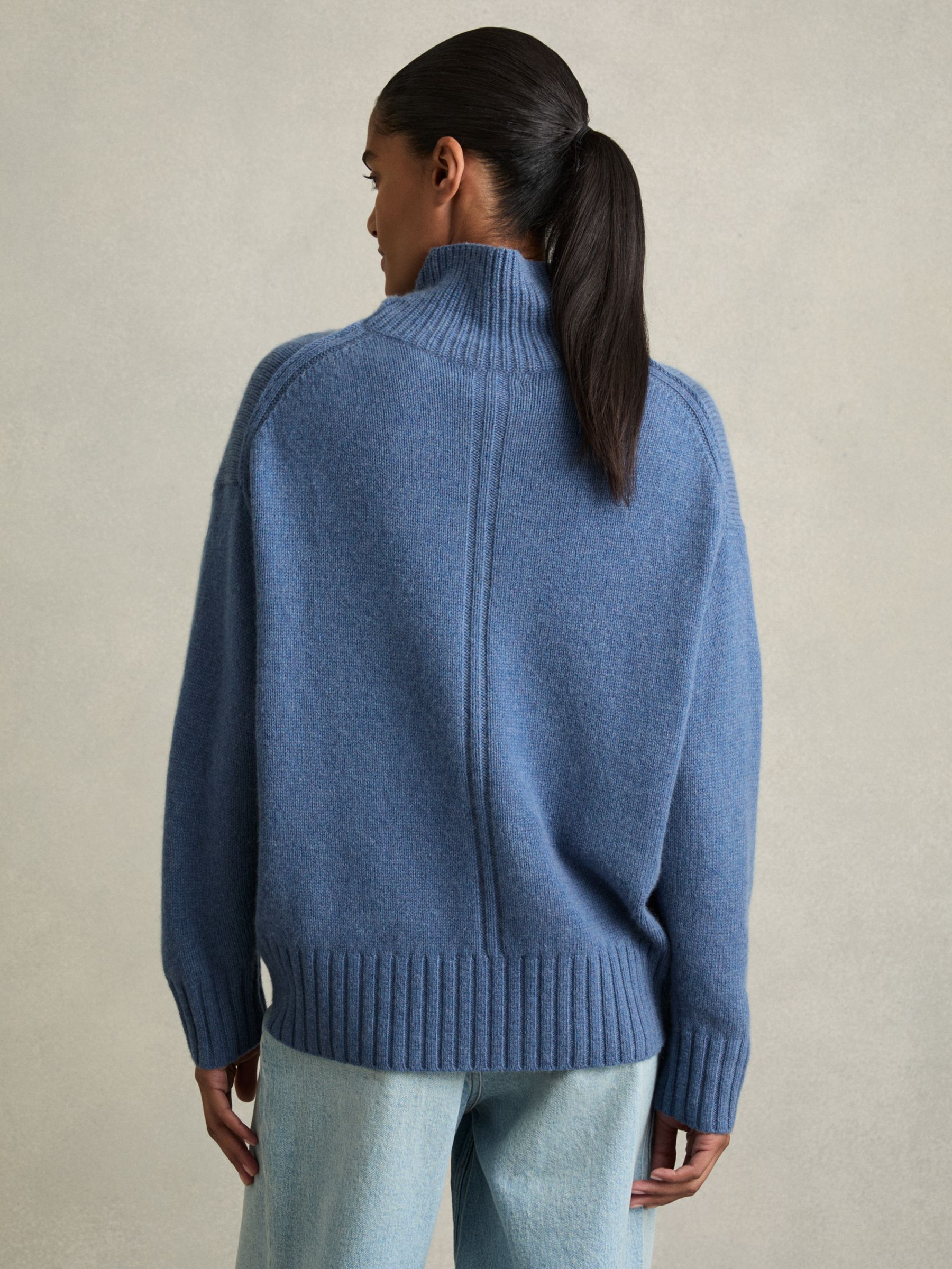 100% Cashmere Roll Neck Jumper in Blue - Image 5 of 6