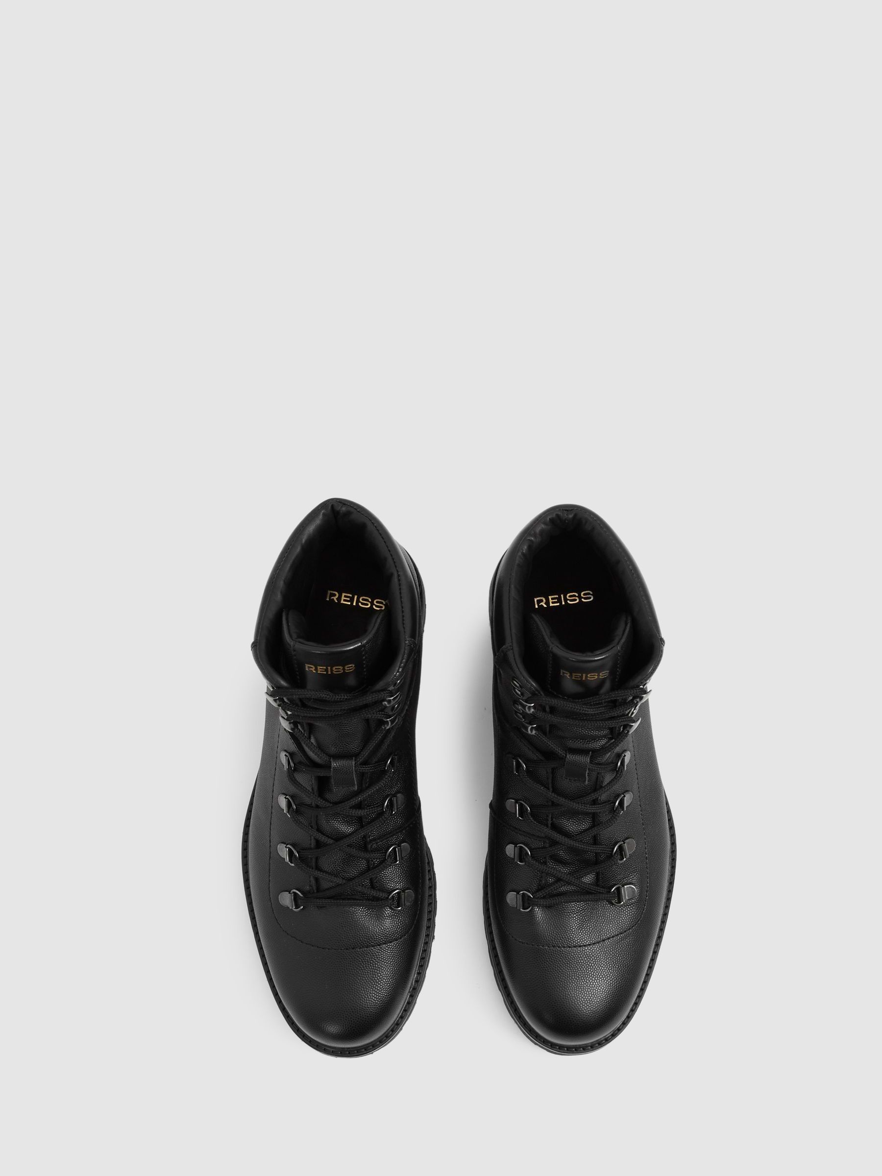 Leather Hiking Boots in Black - Image 3 of 5