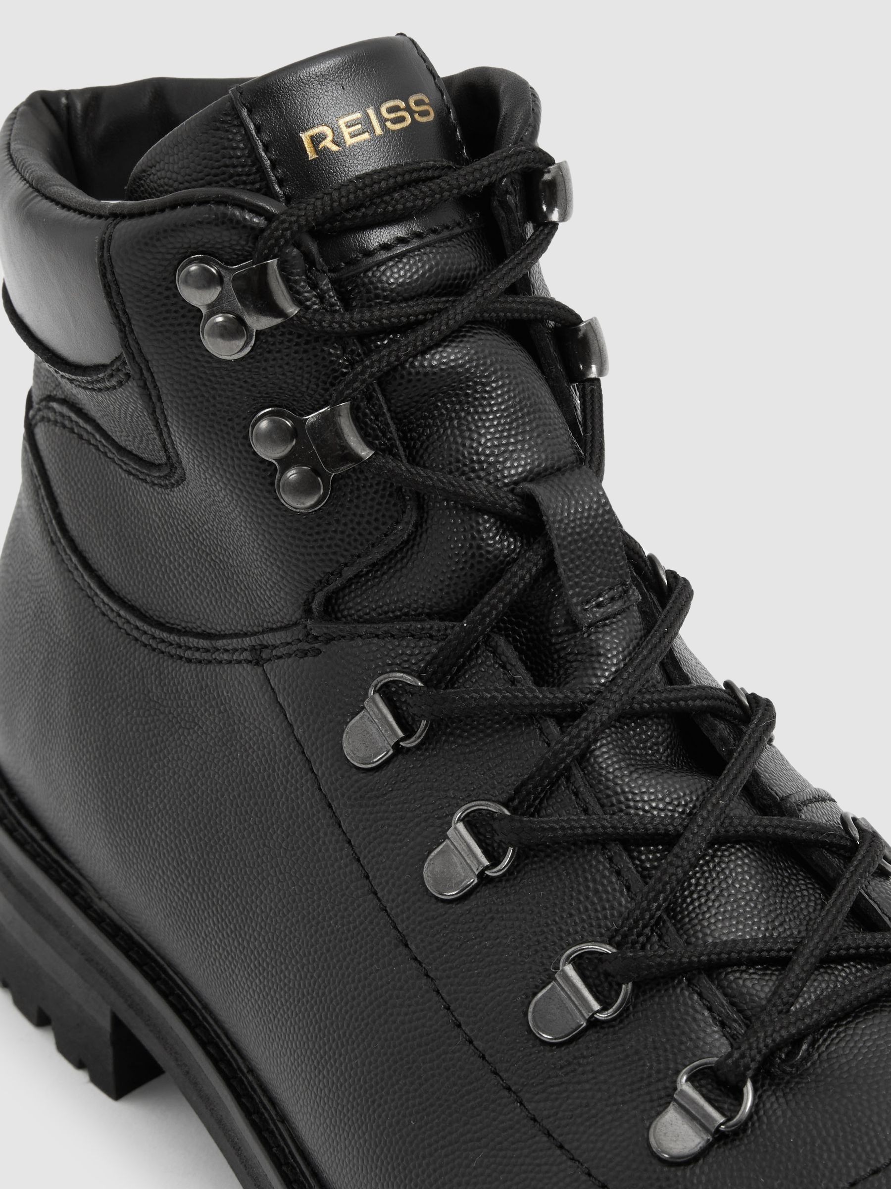Leather Hiking Boots in Black - Image 5 of 5