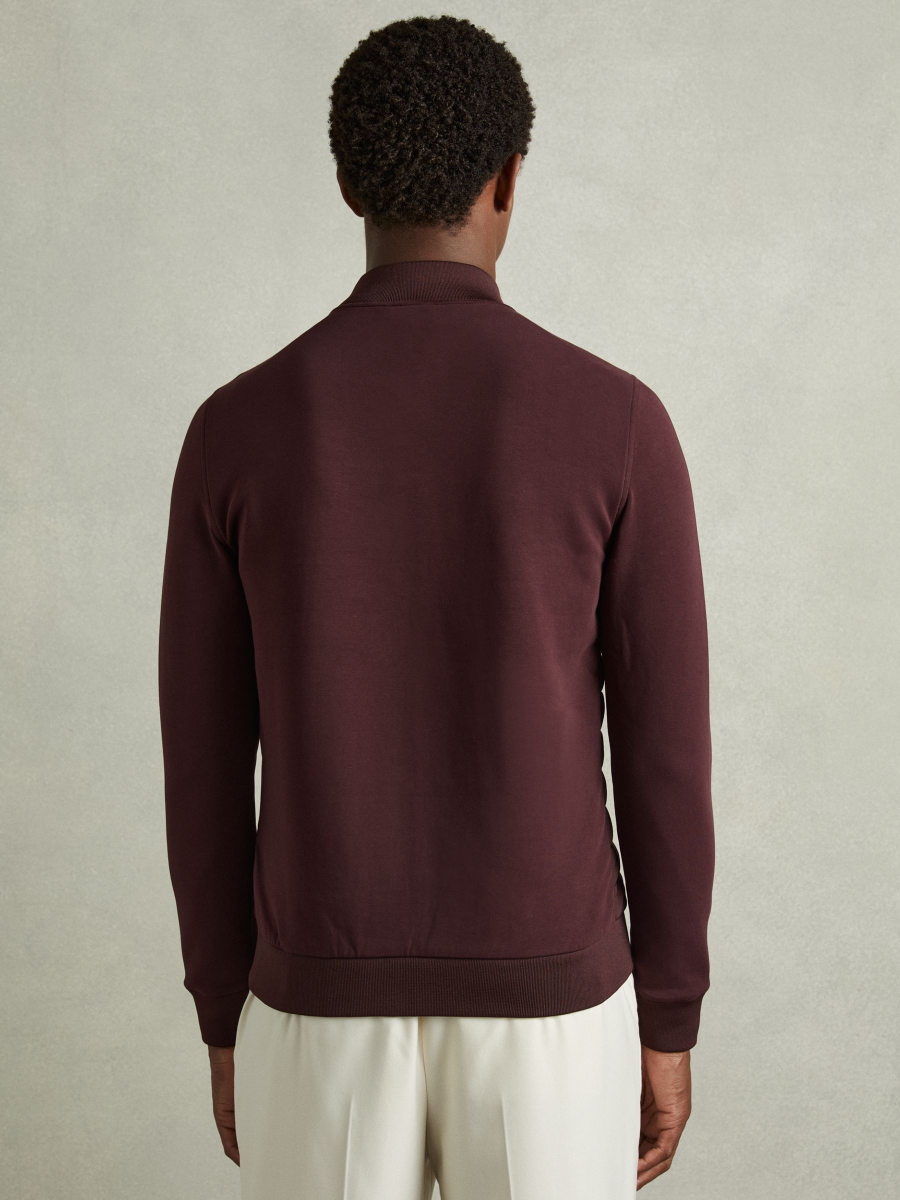 Hybrid Quilt and Knit Zip-Through Jacket in Bordeaux - Image 6 of 7