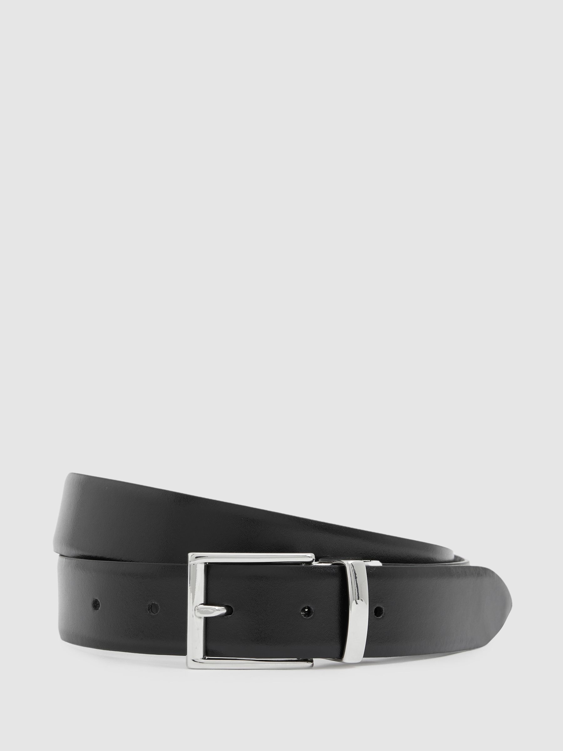 Leather Reversible Logo Debossed Belt in Black - Image 5 of 5