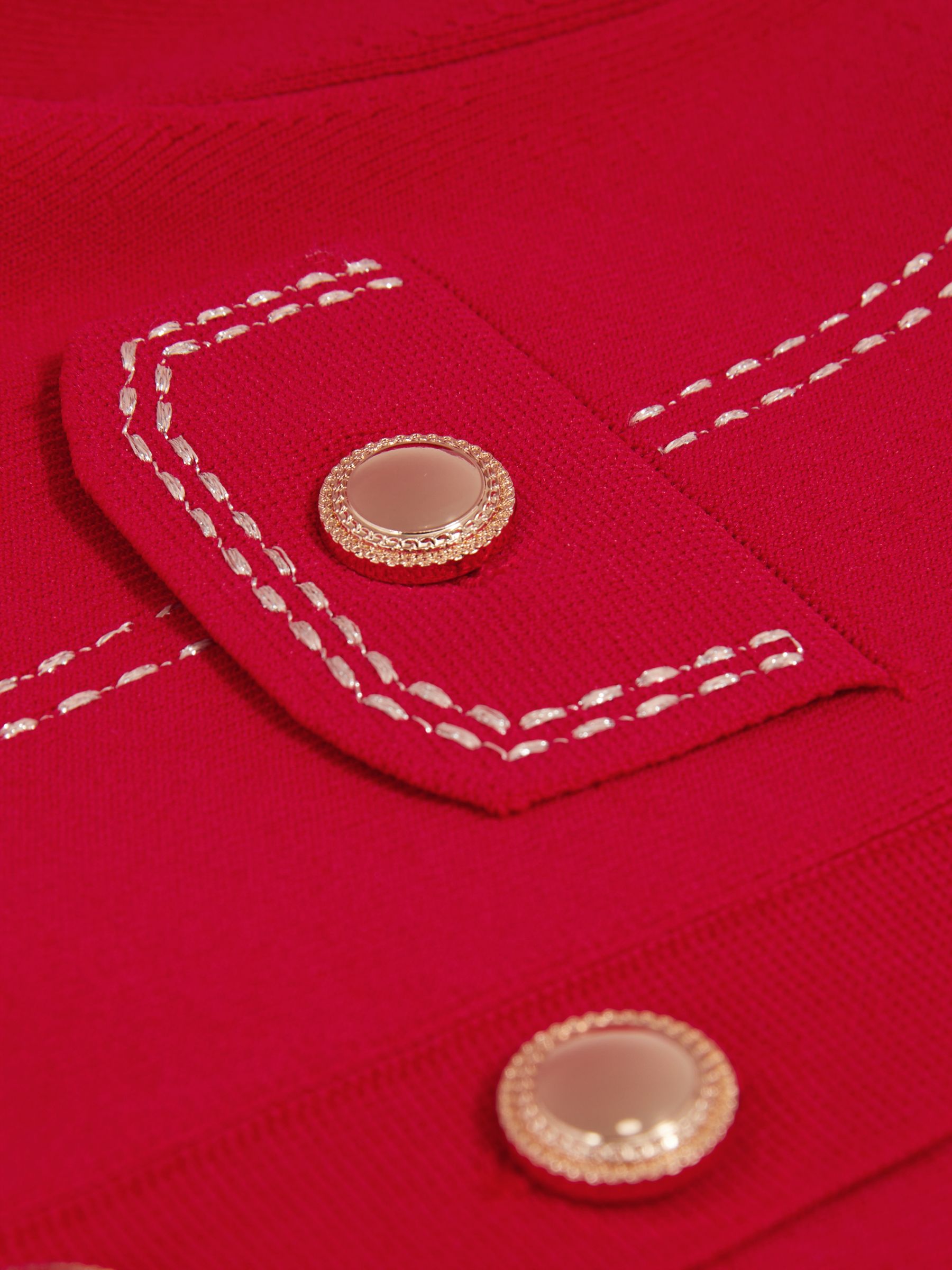 Knitted Contrast Stitch Dress in Red - Image 5 of 5