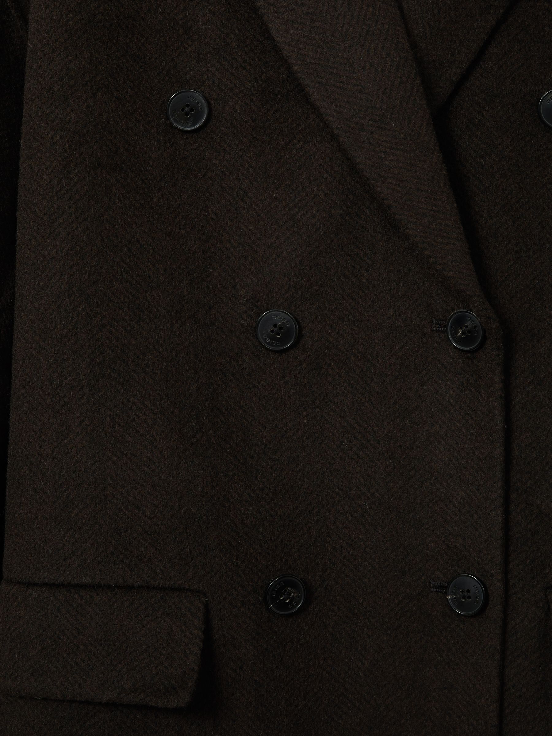 Wool Blend Herringbone-Twill Coat in Chocolate - image 3