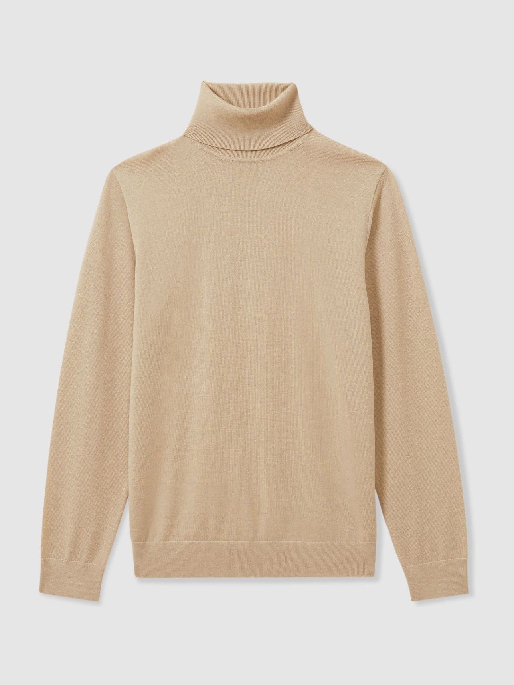 Merino Roll-Neck Jumper in Washed Stone - Image 2 of 5