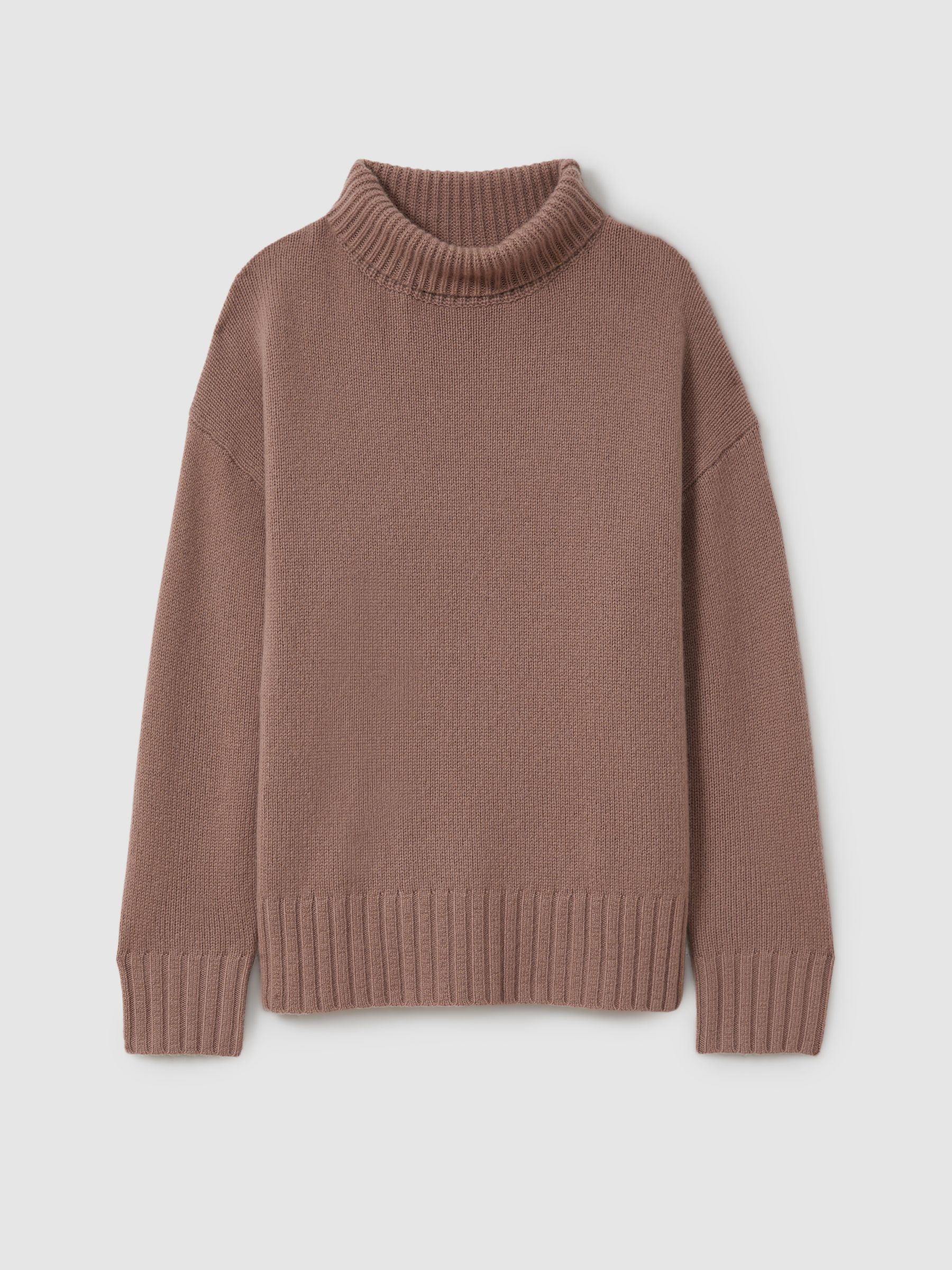 100% Cashmere Roll Neck Jumper in Mink - Image 2 of 6