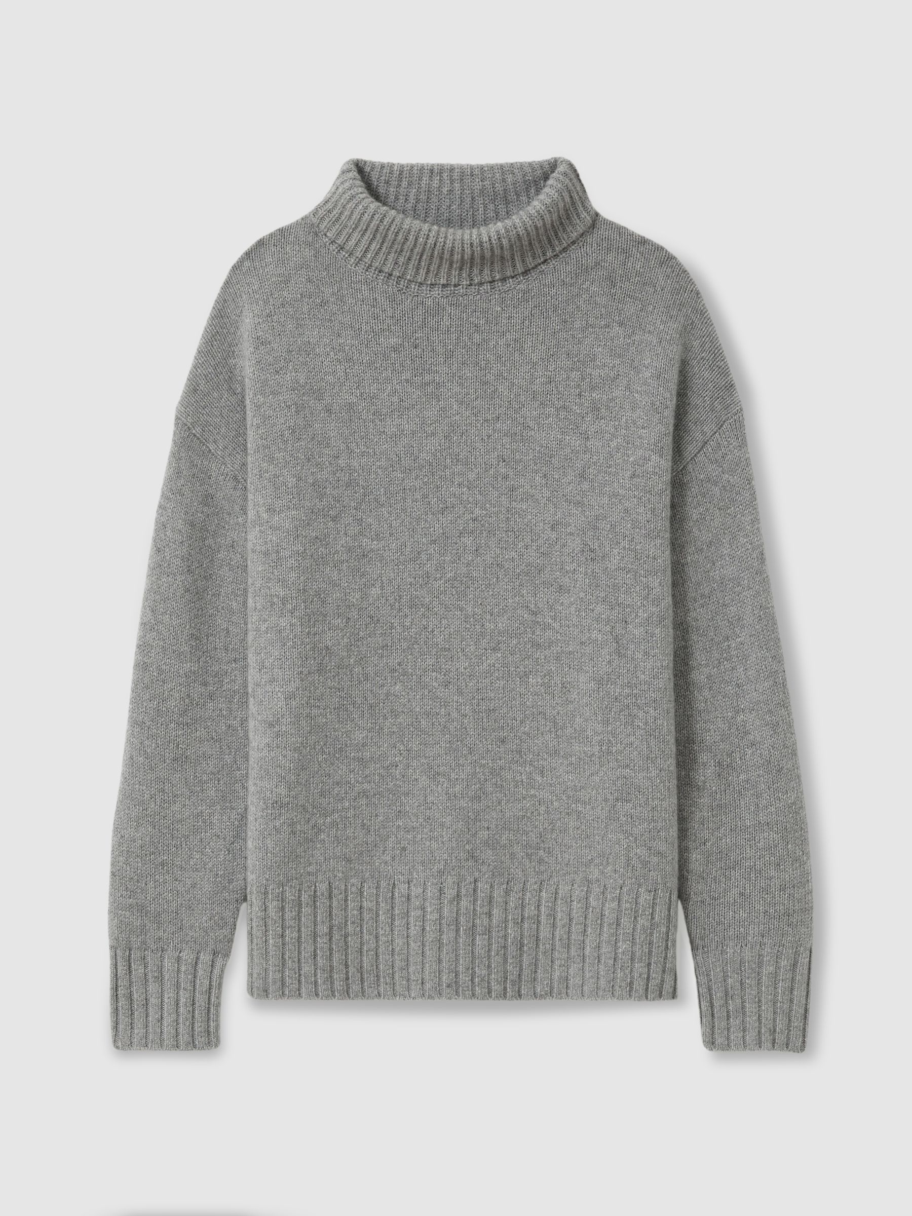 100% Cashmere Roll Neck Jumper in Grey Marl - Image 2 of 6