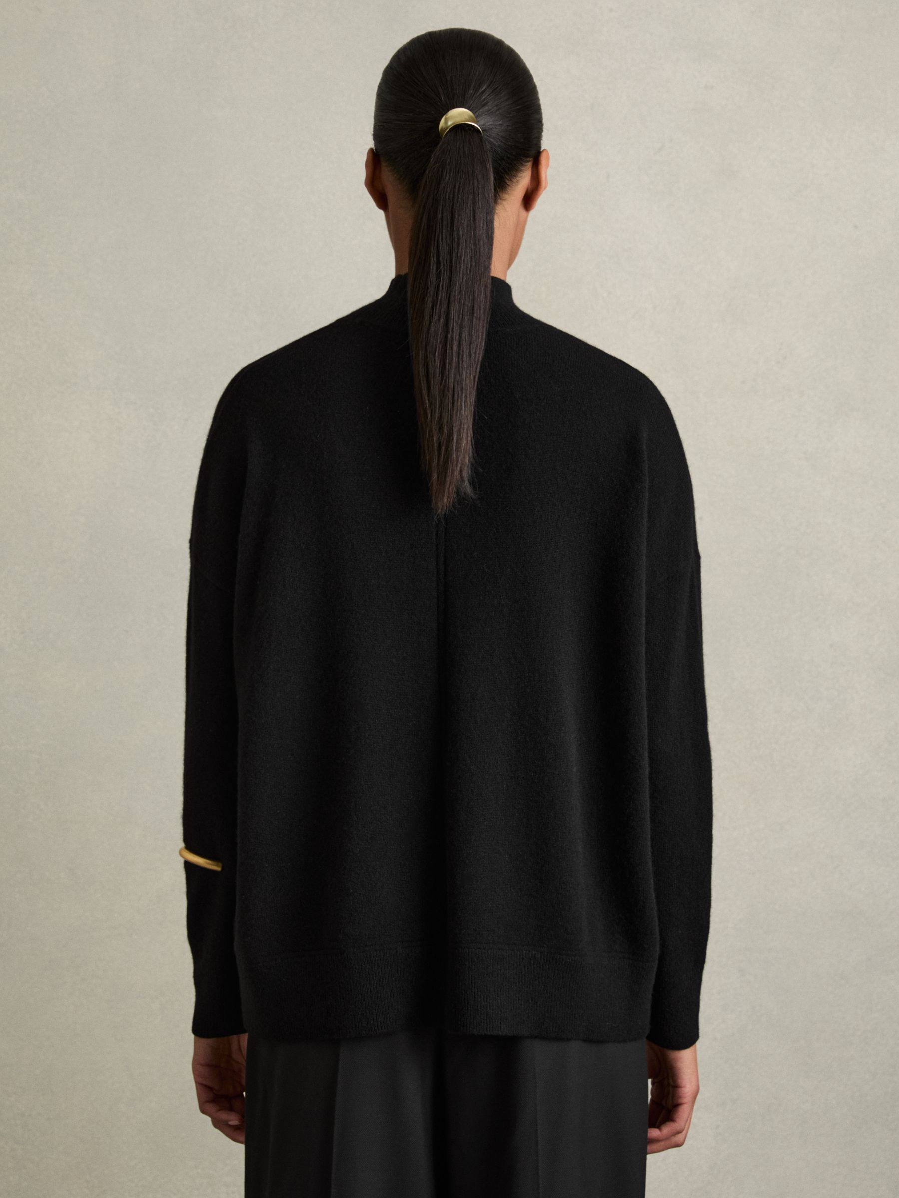 100% Cashmere Roll-Neck Jumper in Black - Image 6 of 7