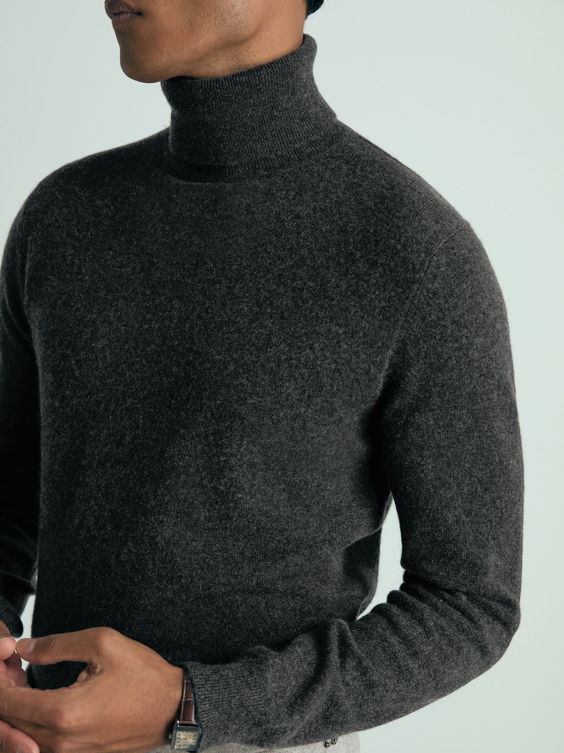 Atelier Cashmere Roll-Neck Jumper in Charcoal Melange - Image 4 of 6