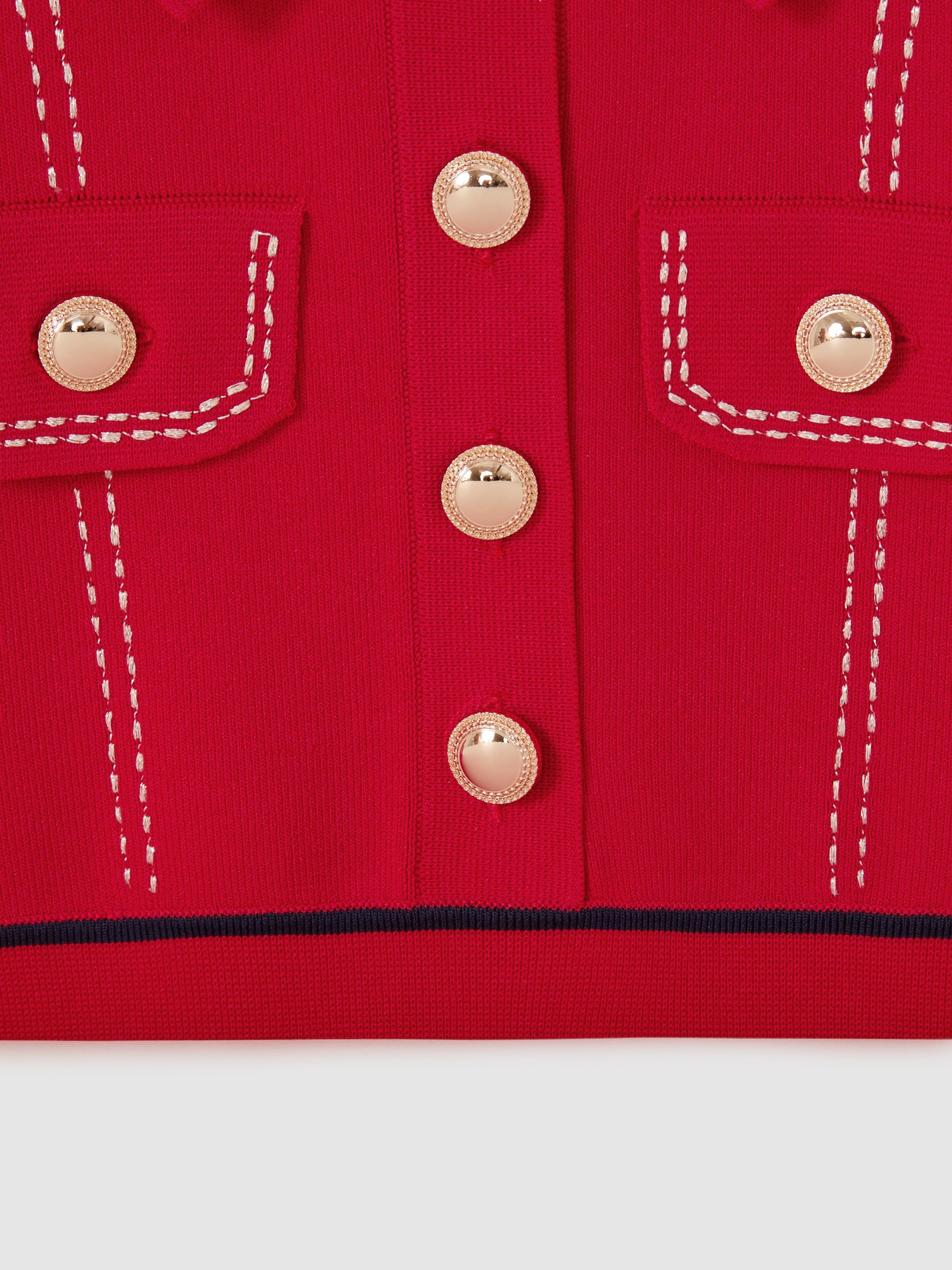 Knitted Contrast Stitch Dress in Red - Image 4 of 5