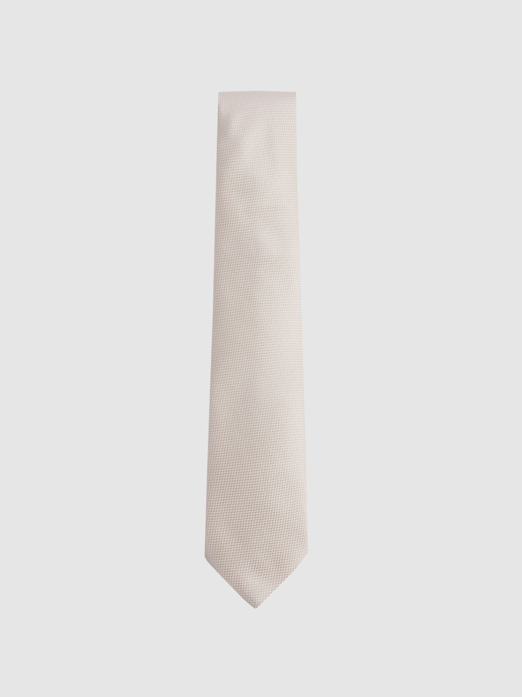 Textured Silk-Blend Tie in Oatmeal - Image 1 of 6