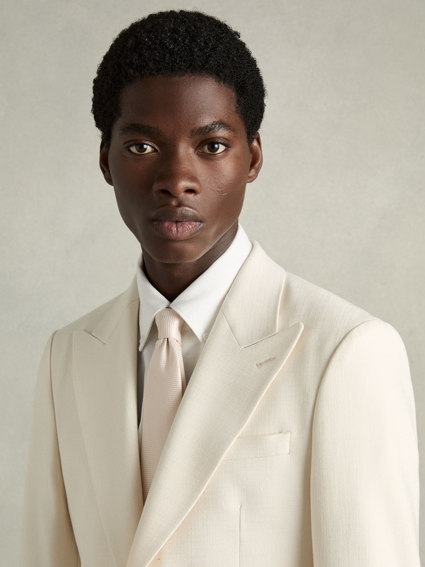 Textured Silk-Blend Tie in Oatmeal - Image 2 of 6