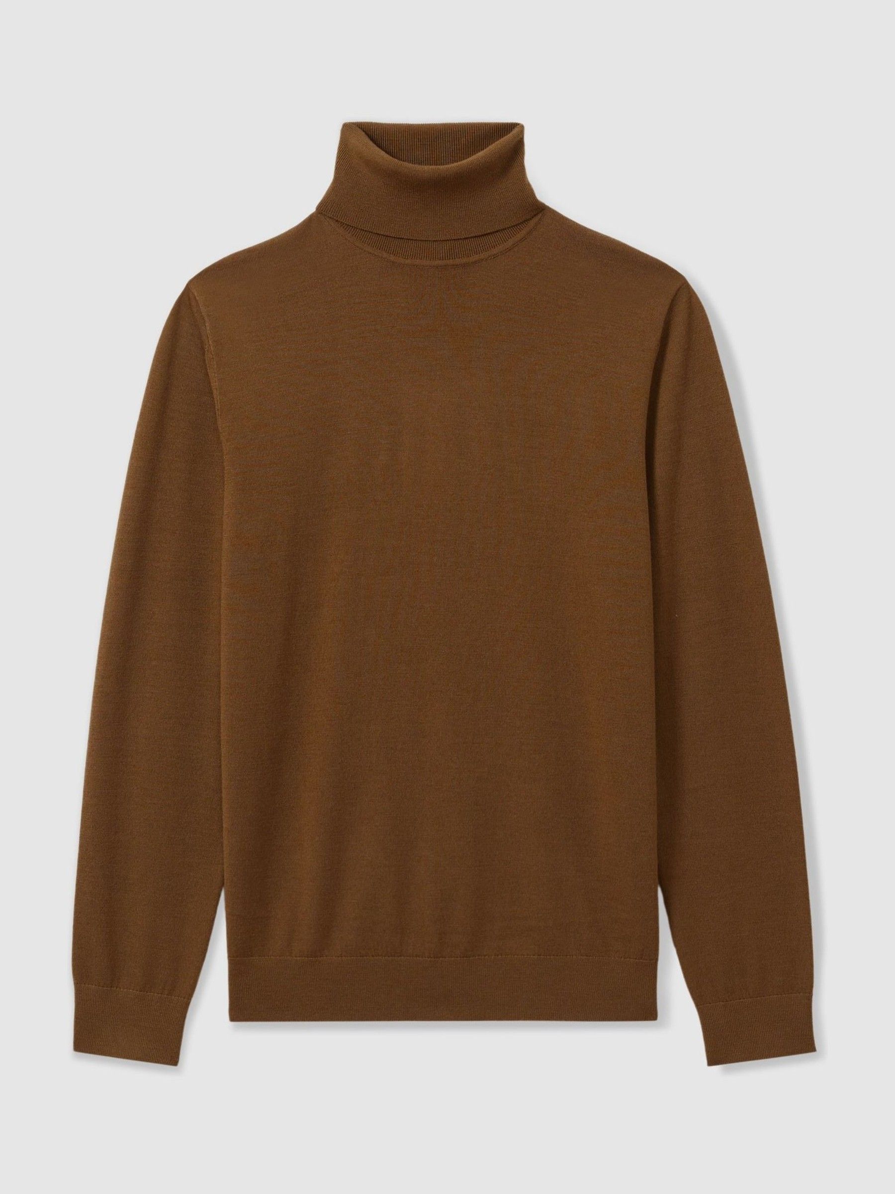 Merino Roll-Neck Jumper in Tobacco Brown - Image 2 of 6