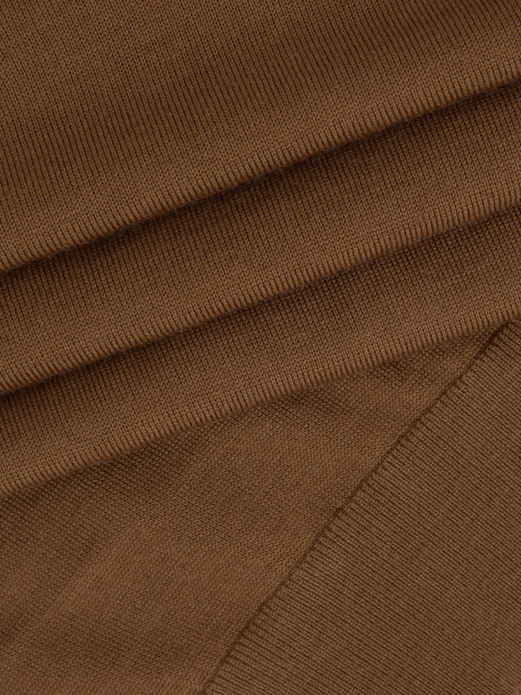 Merino Roll-Neck Jumper in Tobacco Brown - Image 6 of 6