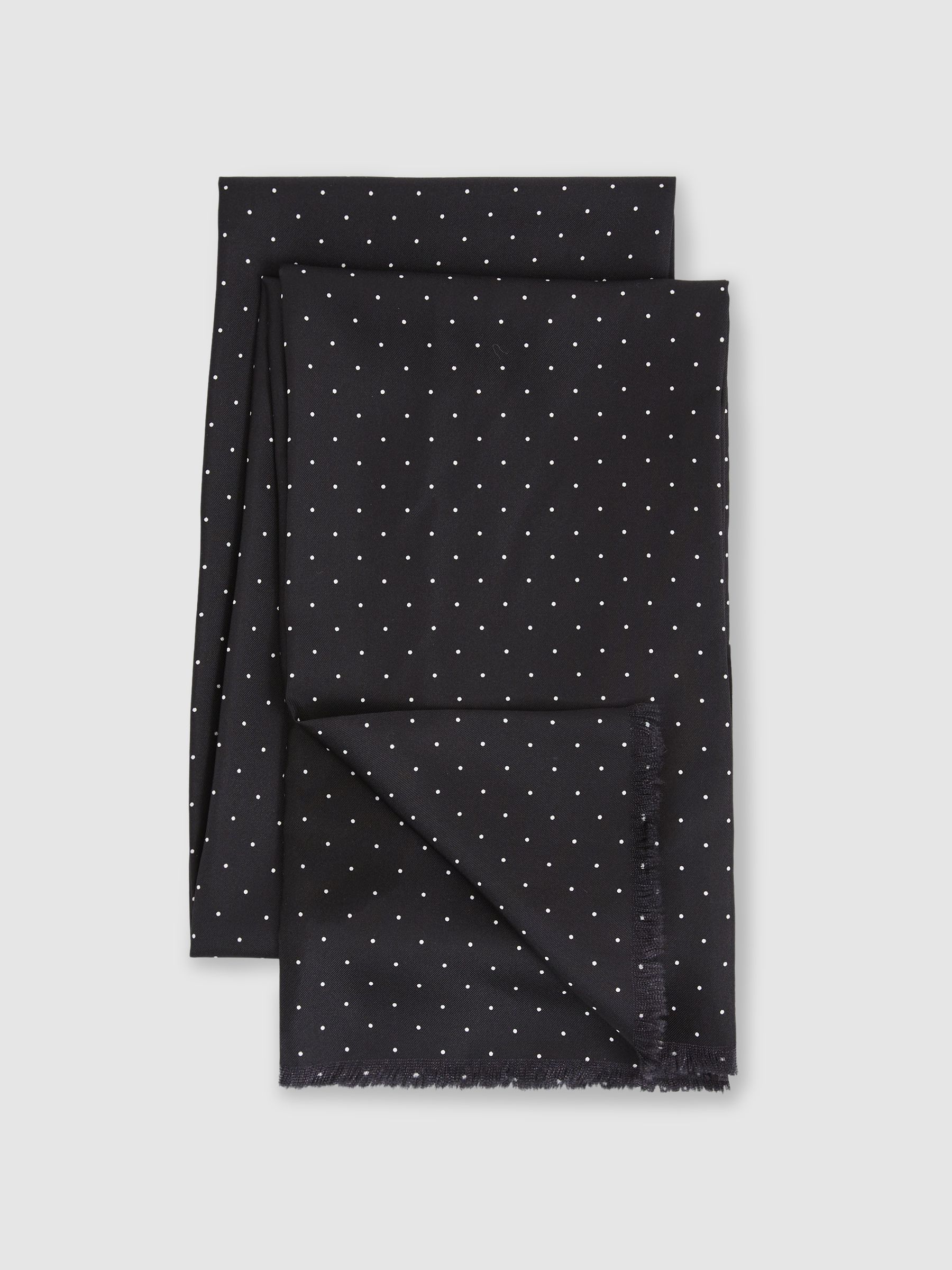 Silk Polka-Dot Dress Scarf in Black/White - Image 3 of 4