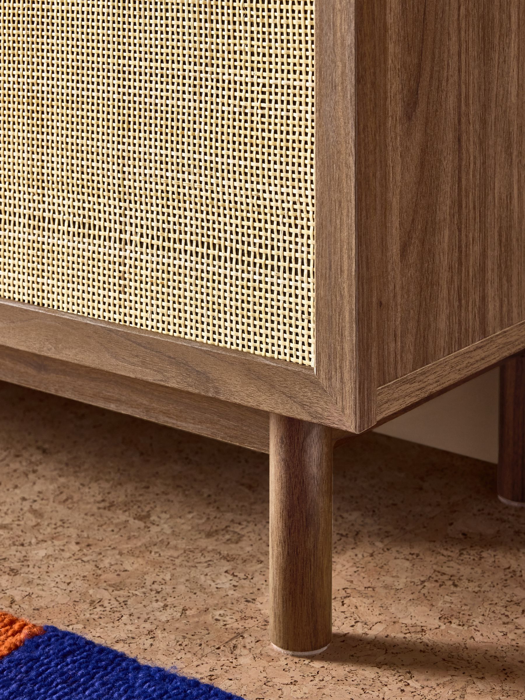 Pavia Rattan Superwide Up to 50 Inch TV Unit in Dark Oak Effect - Image 3 of 5