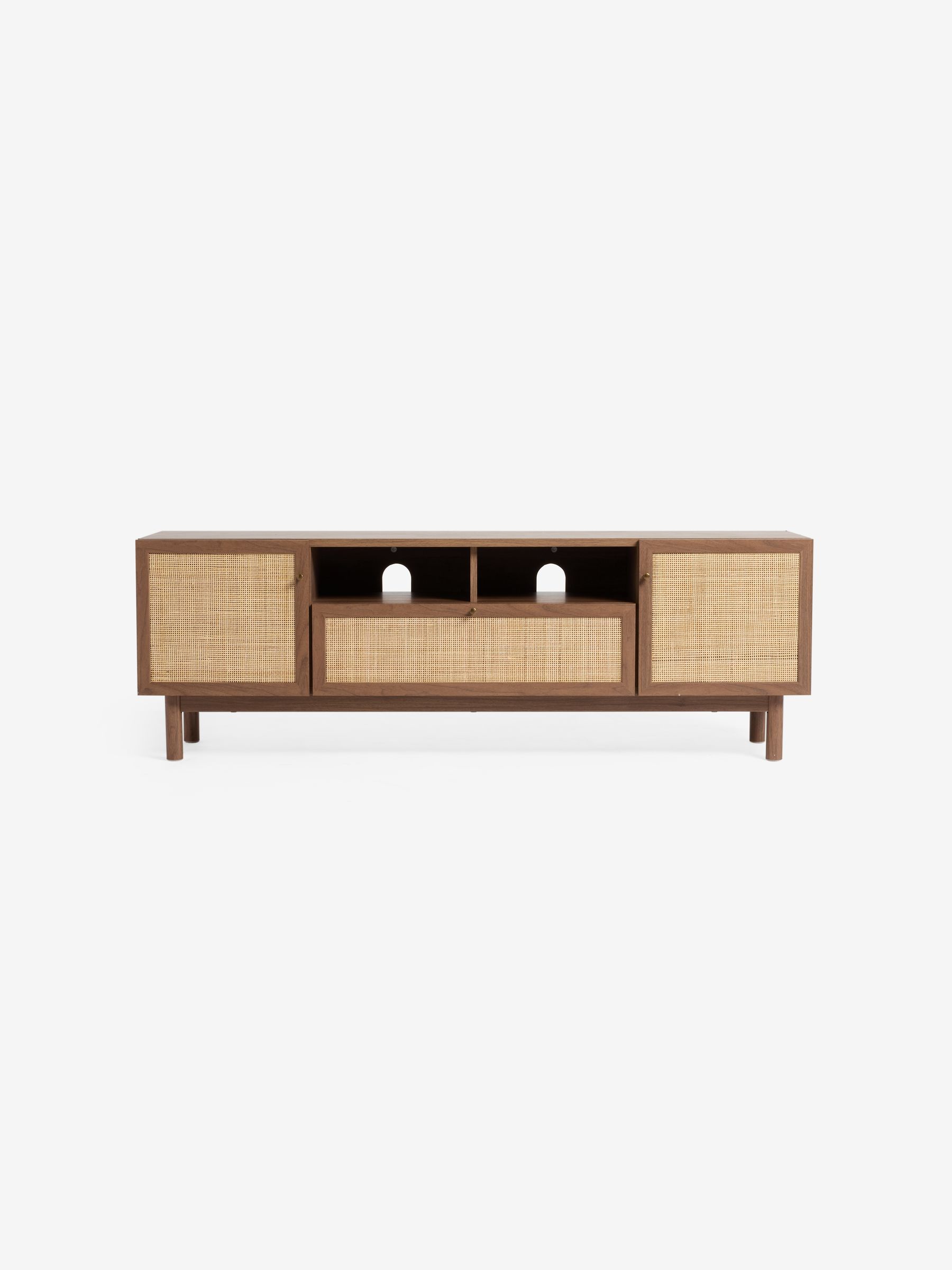 Pavia Rattan Superwide Up to 50 Inch TV Unit in Dark Oak Effect - Image 4 of 5